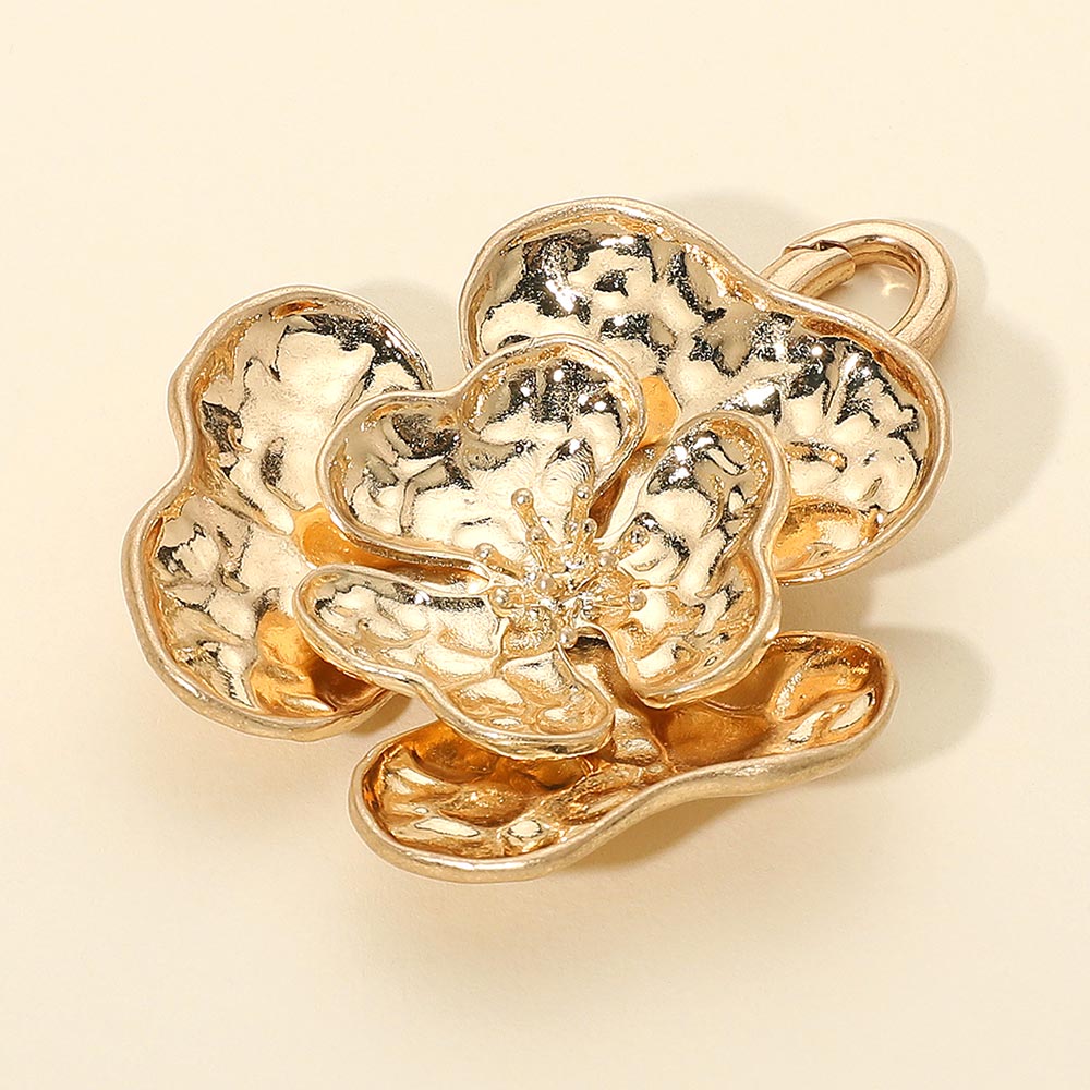 Textured Layered Floral Pendant / Bag Charm