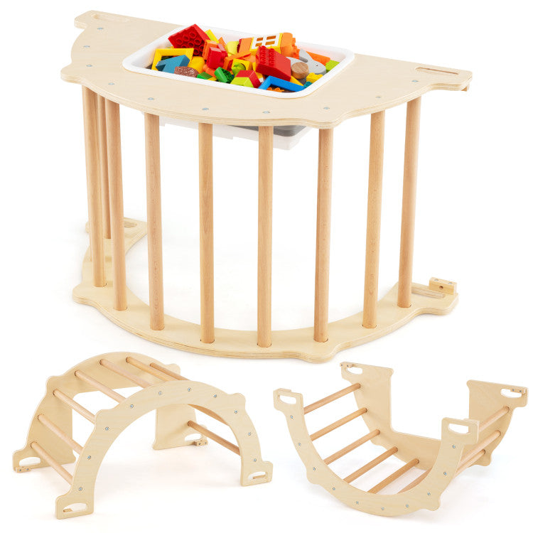 8 in 1 Climbing Arch Sensory Table with Collapsible Storage Bin for Kids