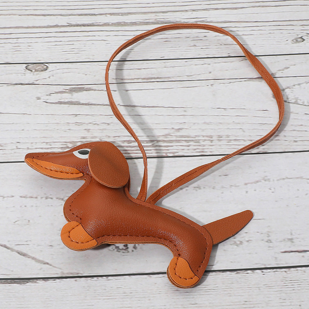 Faux Leather Dachshund Dog Bag Charm