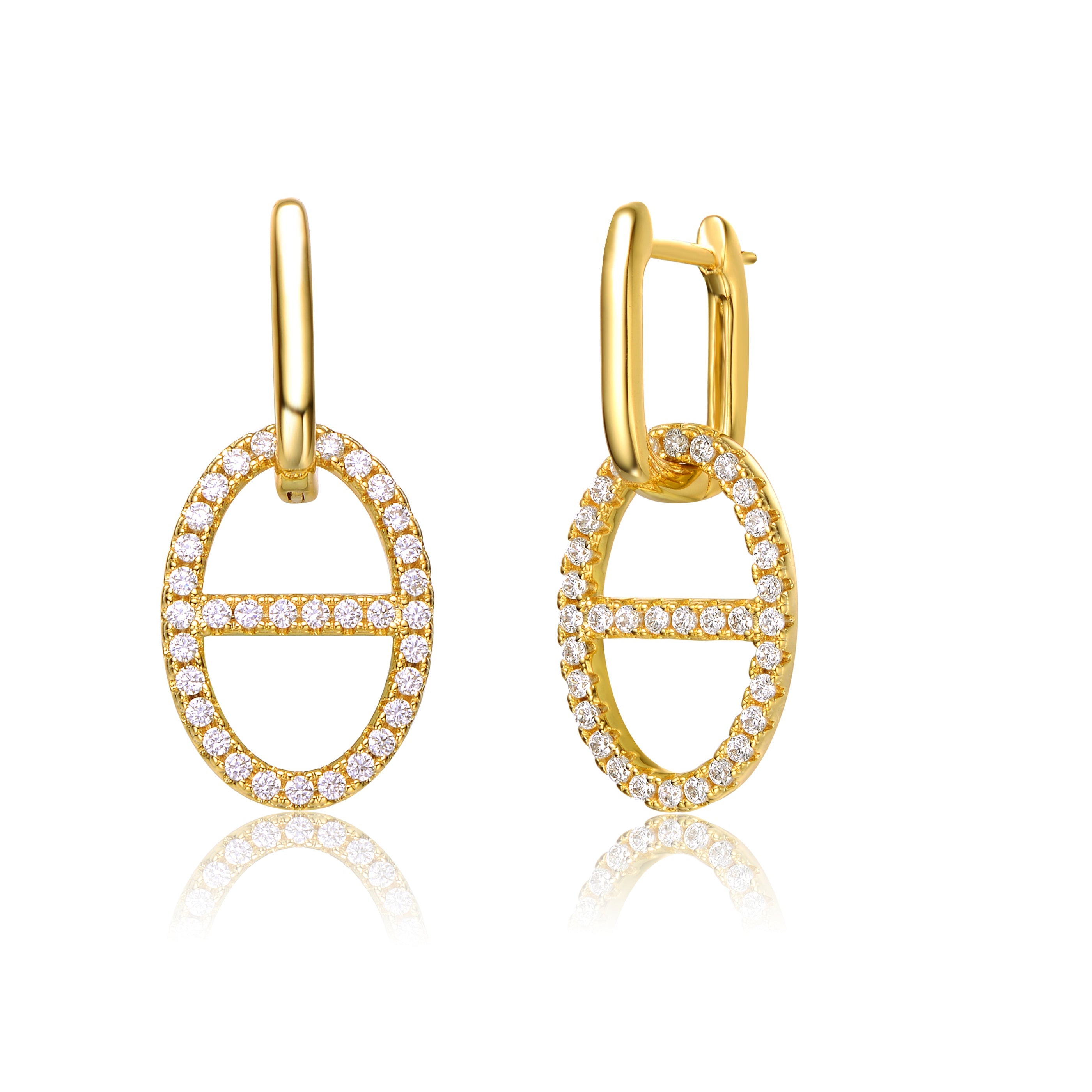 Rachel Glauber 14k Gold Plated Cubic Zirconia Linear & Drop