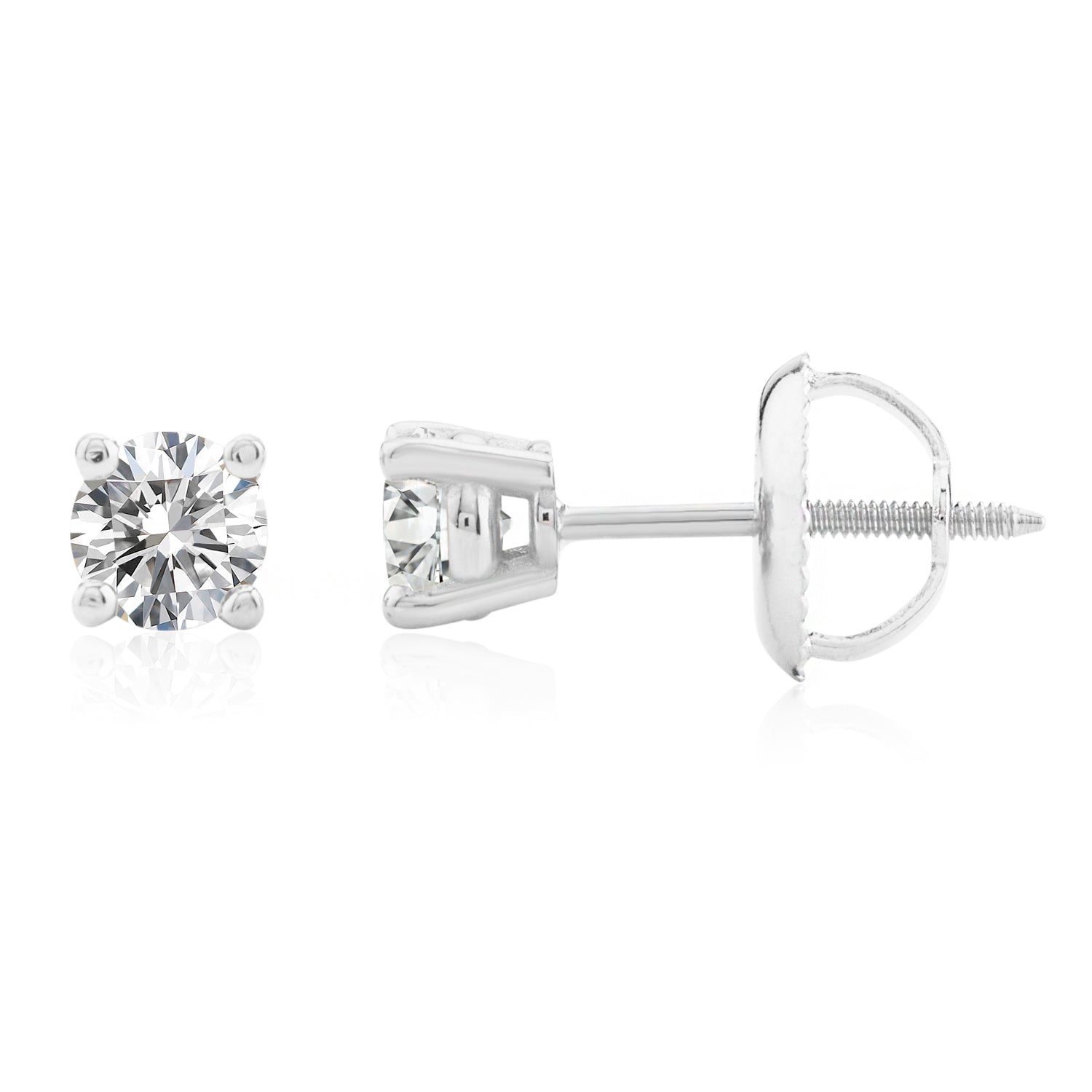 Certified 14k White Gold Lab Grown Diamond Solitaire Stud Earrings (1/2 ct.tw)
