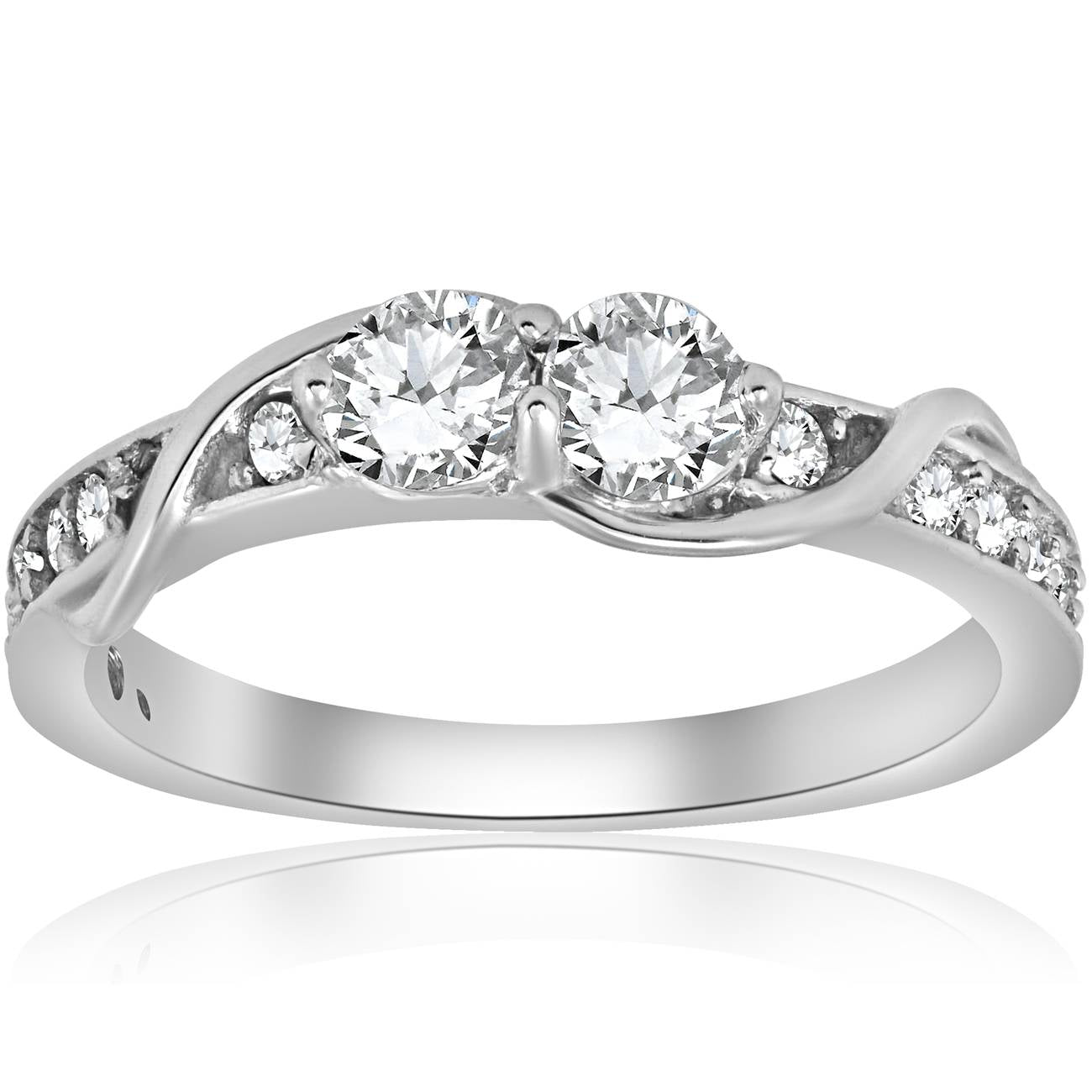 5/8ct Diamond Two Stone Forever Us Crossover Engagement 10k White Gold Ring
