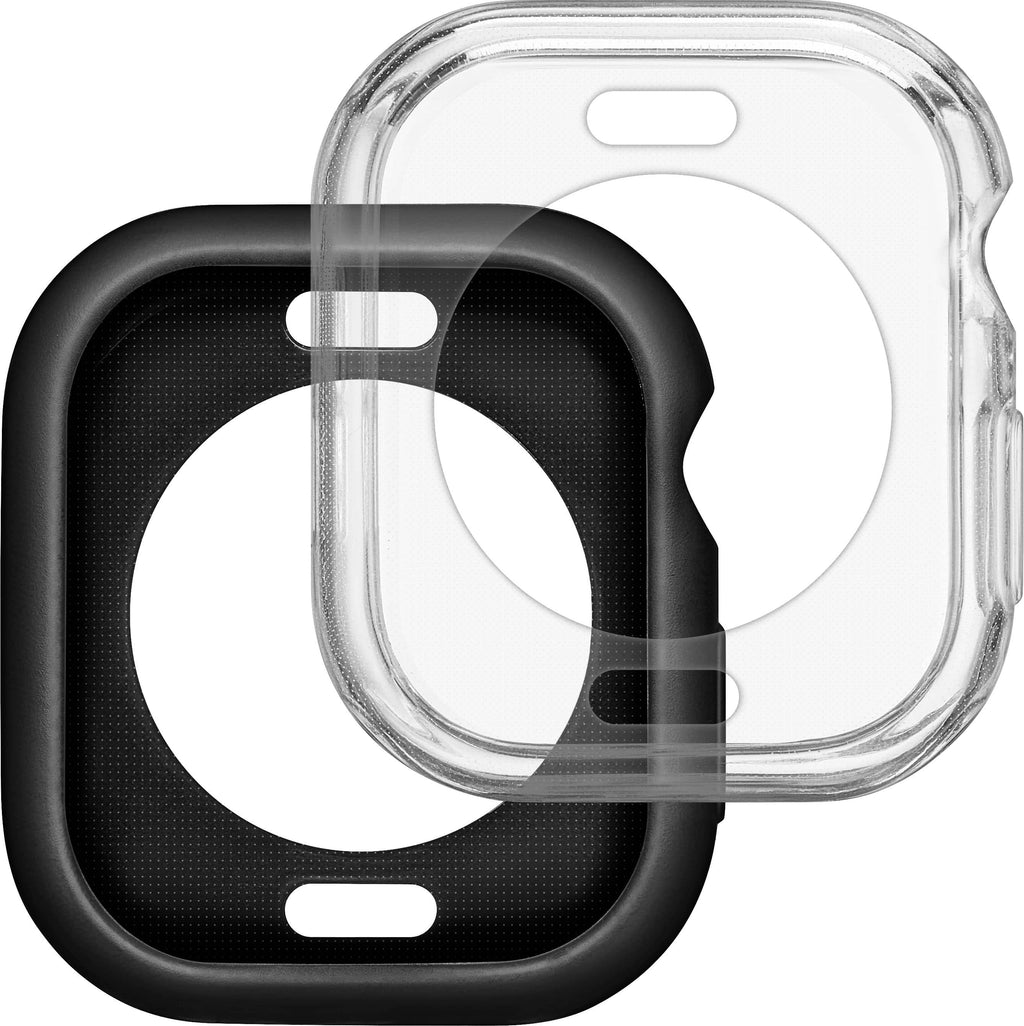 Insignia™ - Bumper Cases for Apple Watch 46mm (2-Pack) - Black/Clear