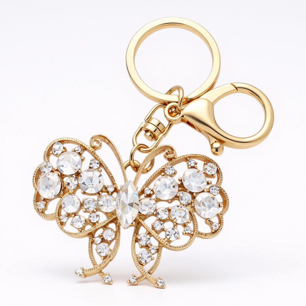 Marquise Round Crystal Butterfly Keychain / Bag Charm