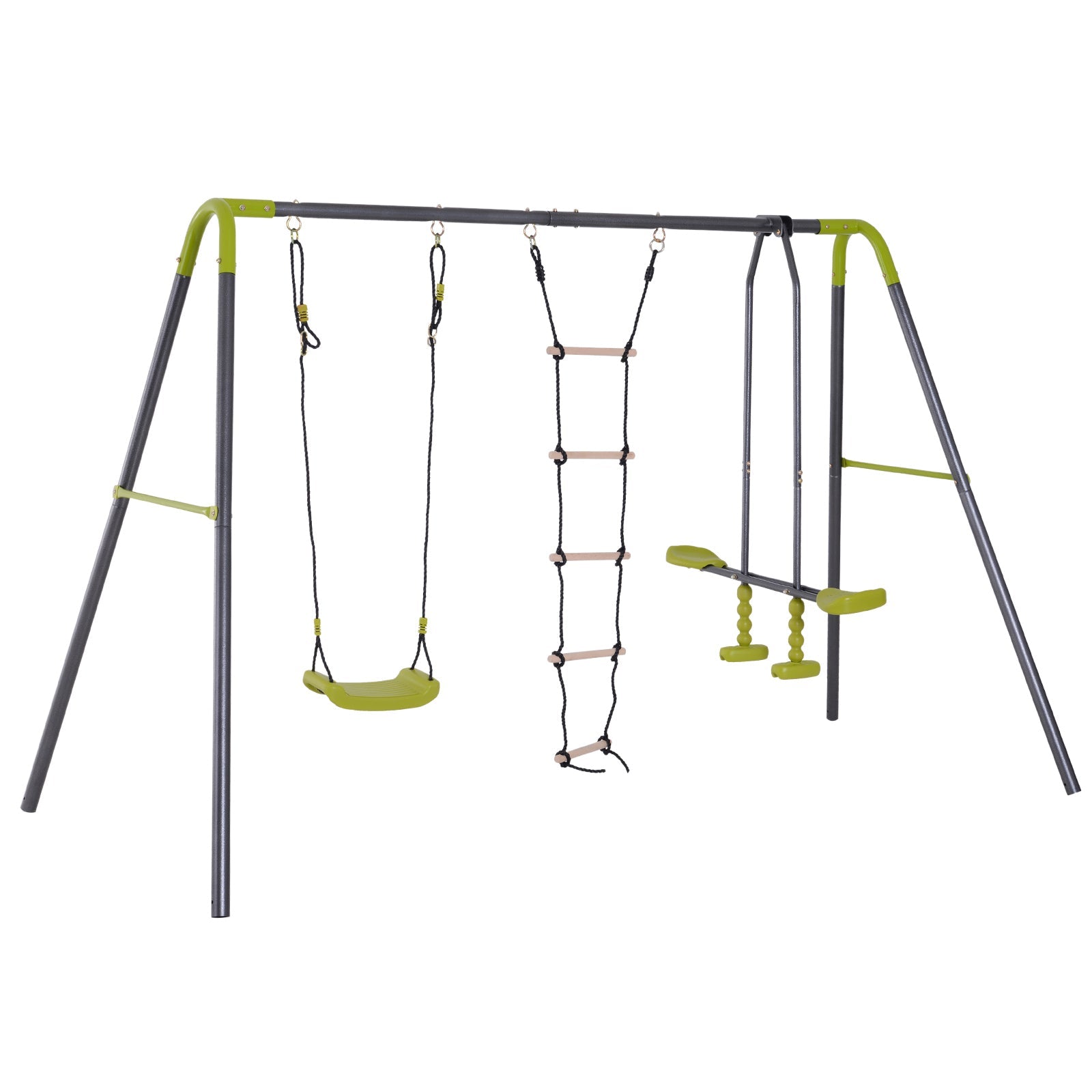 Streamdale Sturdy 3-in-1 Kids Swing Set with Swing, Glider, and Climbing Rope Ladder