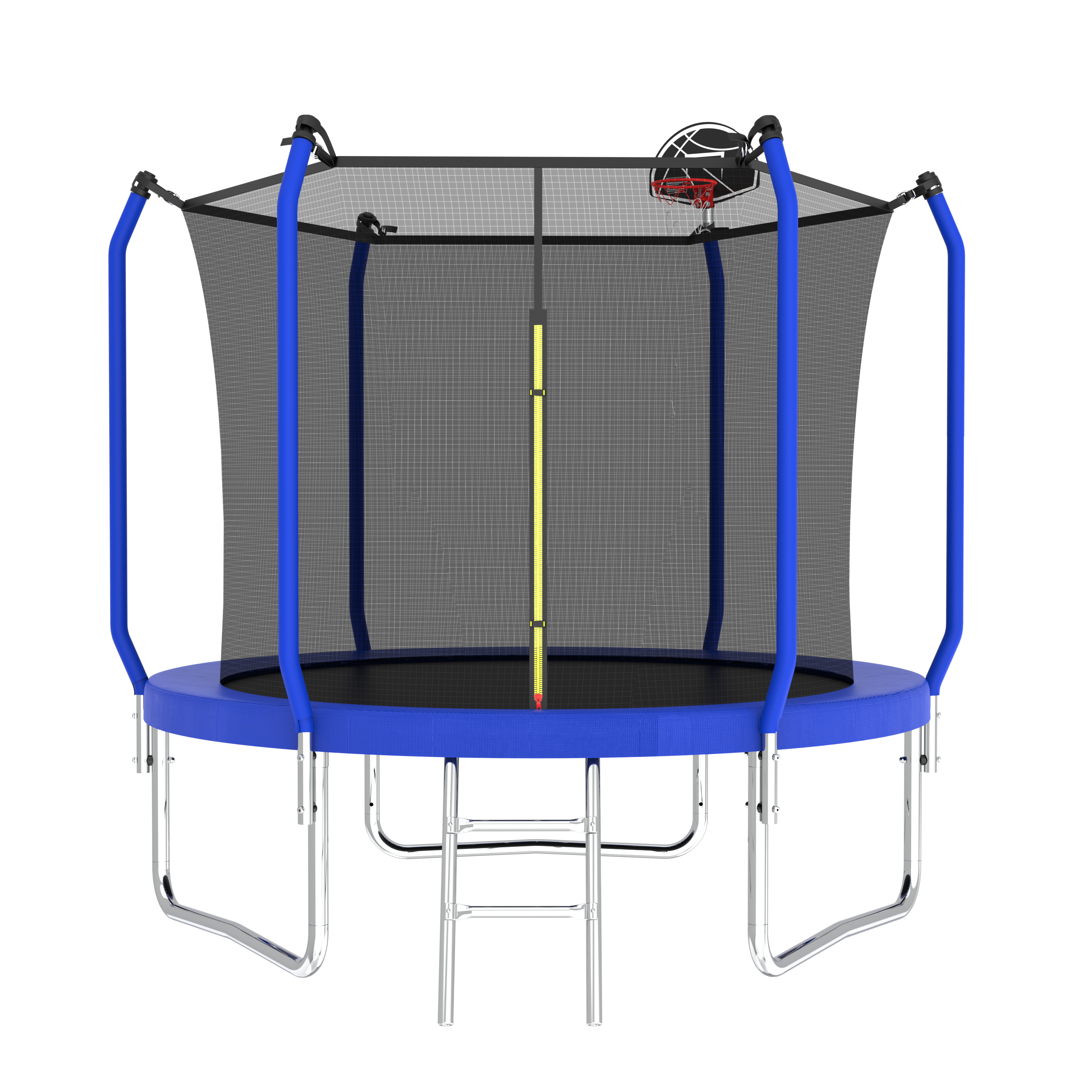 Streamdale 8FT Blue Trampoline with Safety Net, Basketball Hoop, and Upgraded Pole Structure