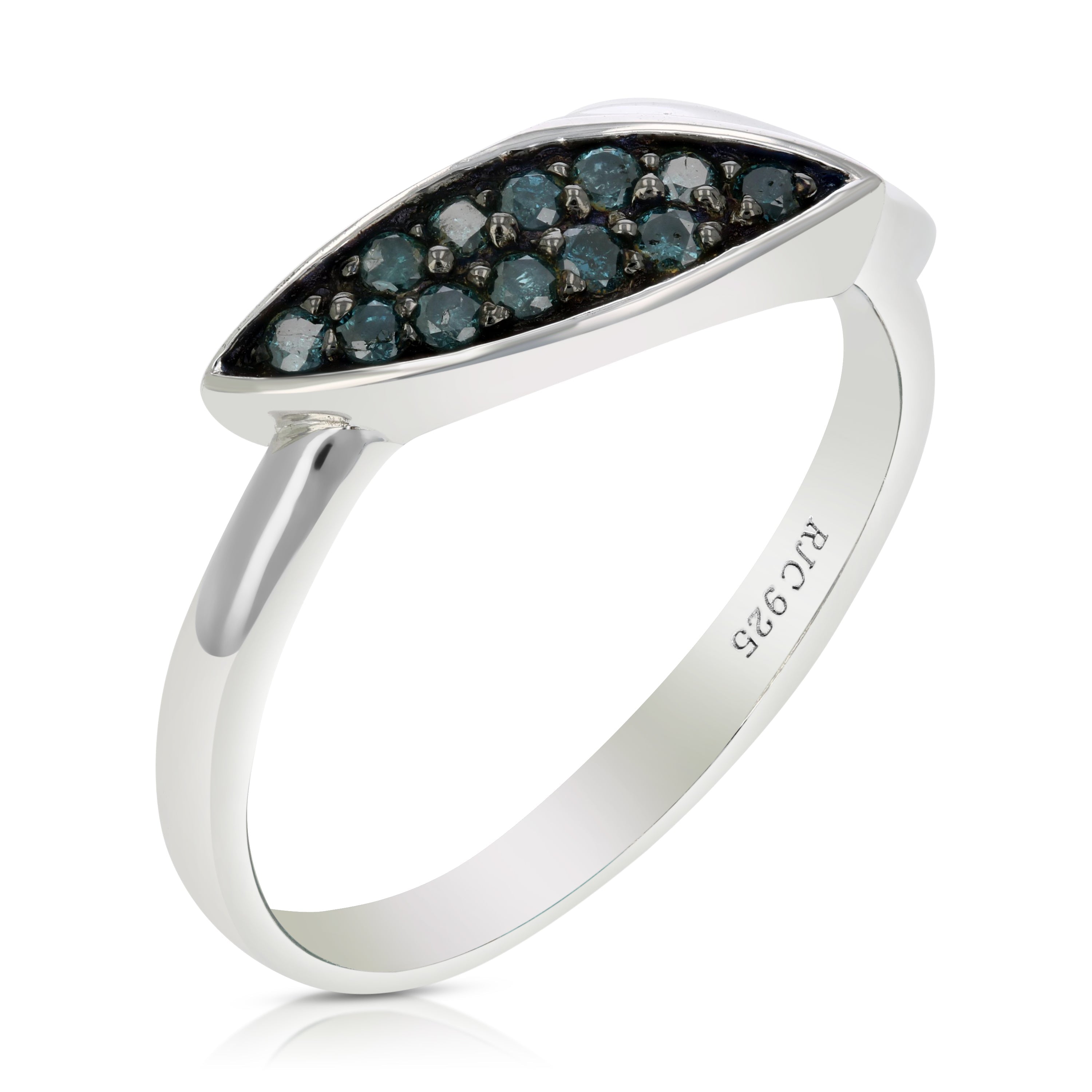 1/5 cttw Blue Diamond Ring .925 Sterling Silver with Rhodium Plating