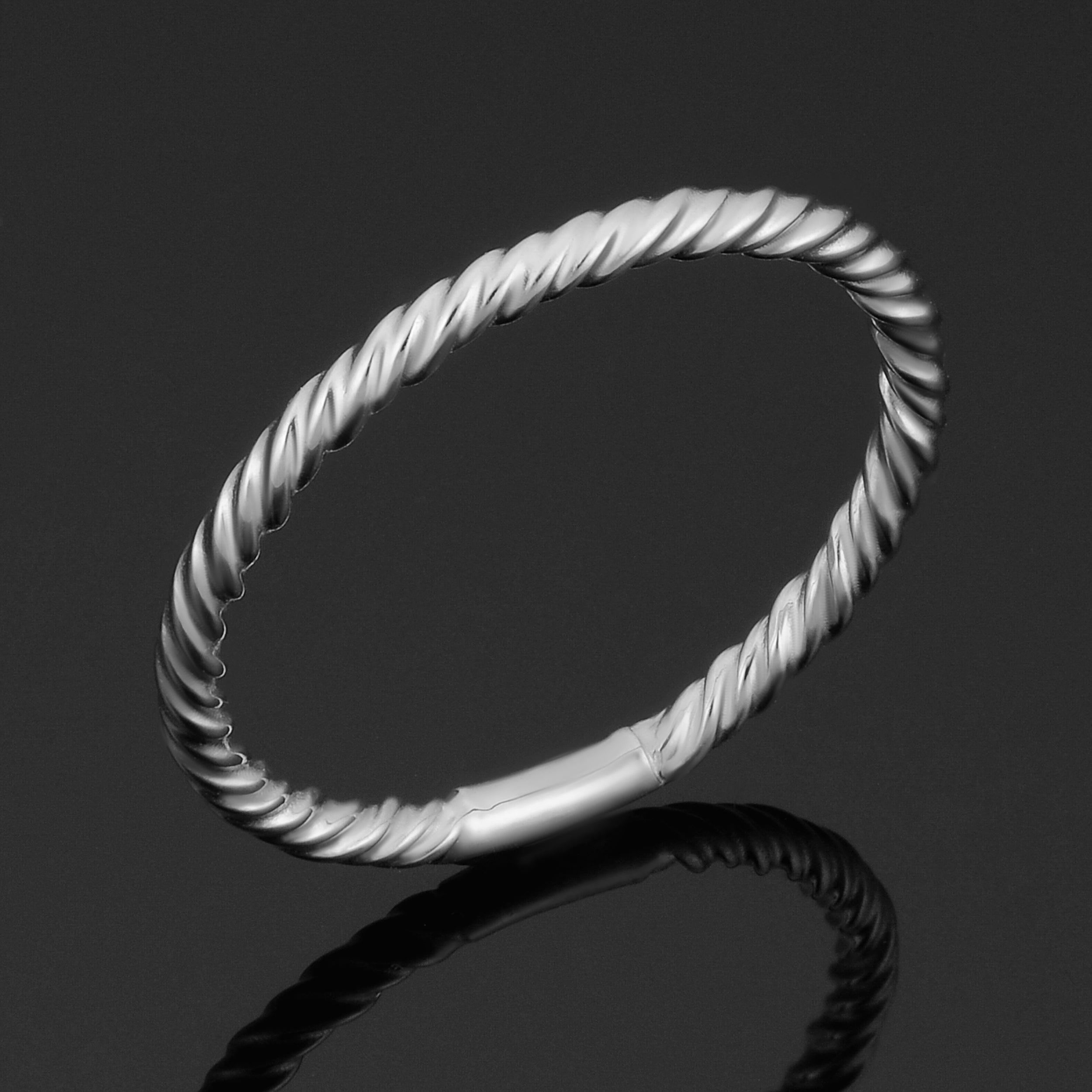 14k White Gold High Polish Twisted Style Ring