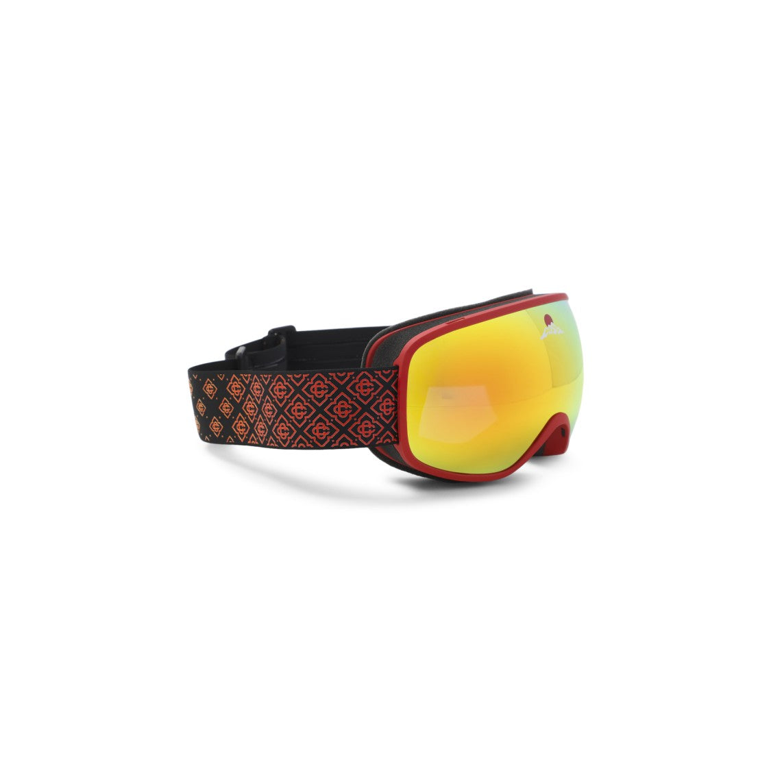 Wide Reflective Lens Goggles With Geometric Strap