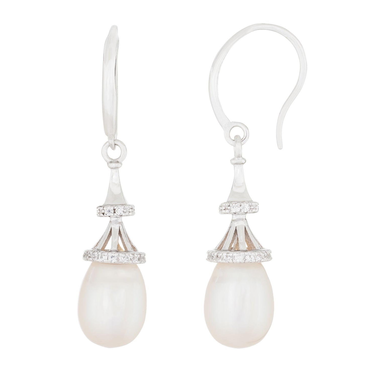 Dangling Shepherd Hook 7.5-8mm Pearl Earrings.