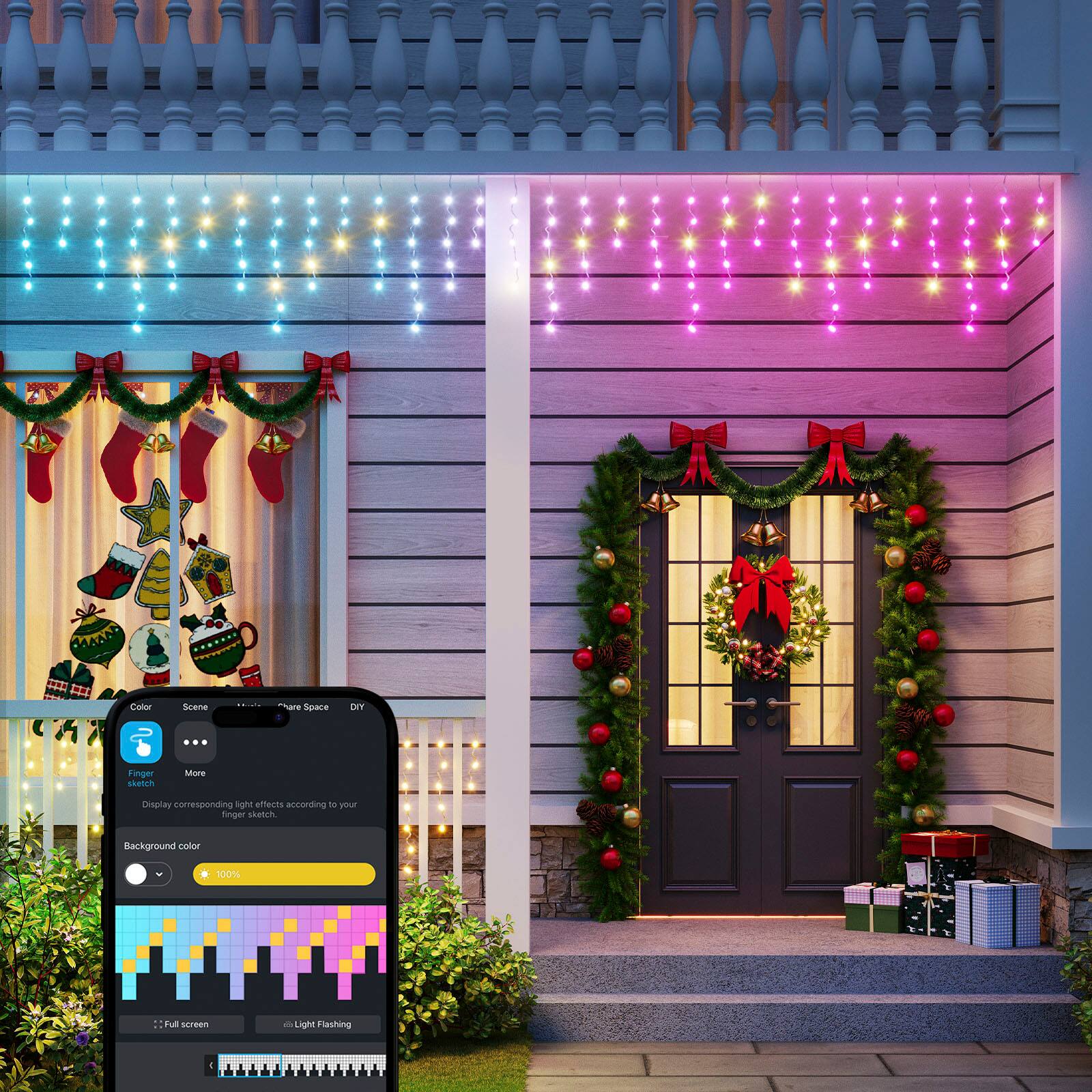 Govee - RGBIC 32.8ft Icicle Lights - Multi