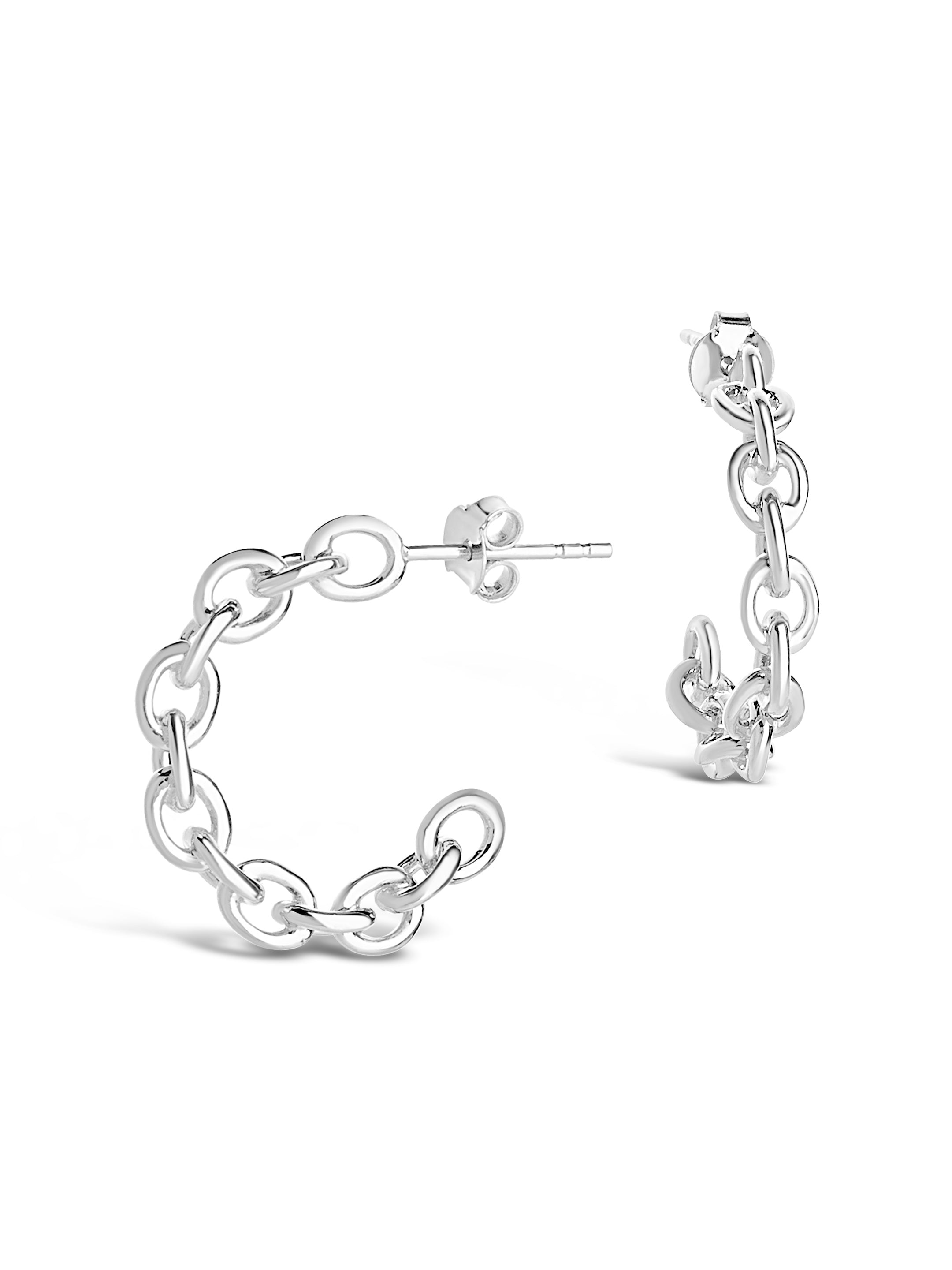 Sterling Silver Delicate Chain Hoop Earrings