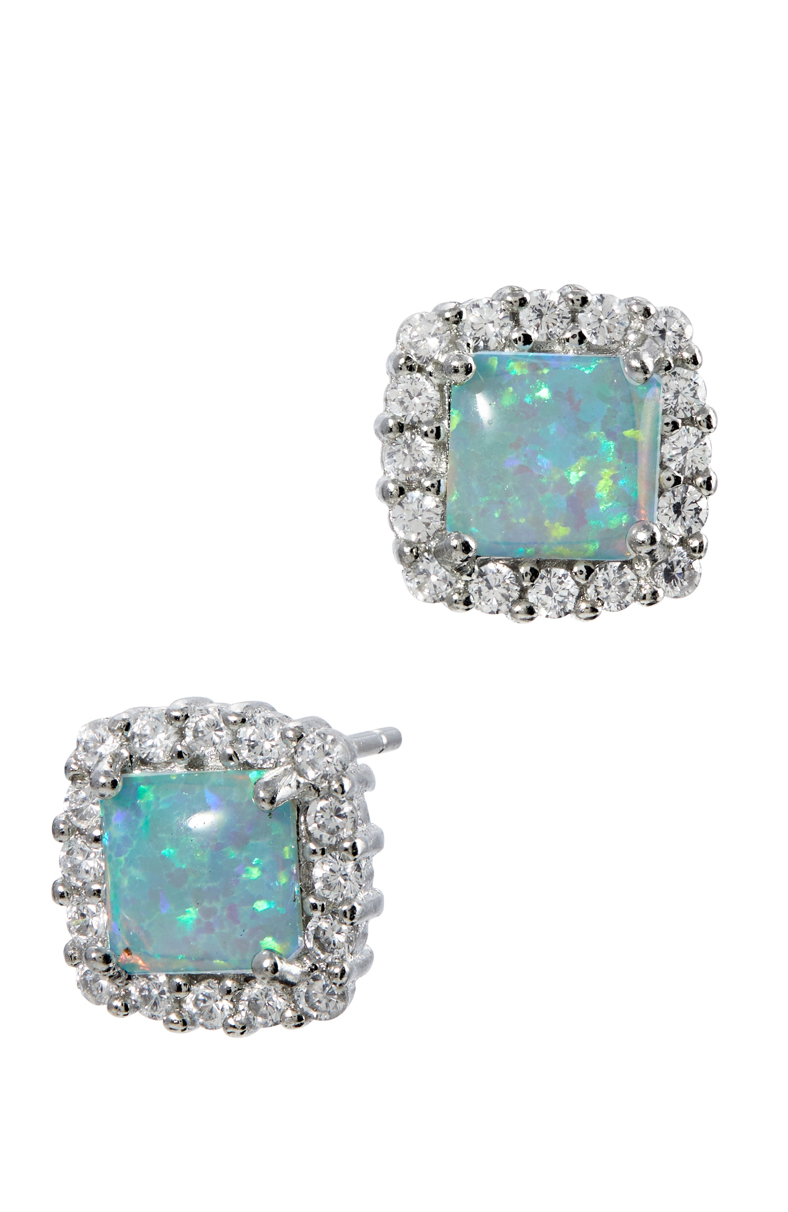Sterling silver lab opal halo
