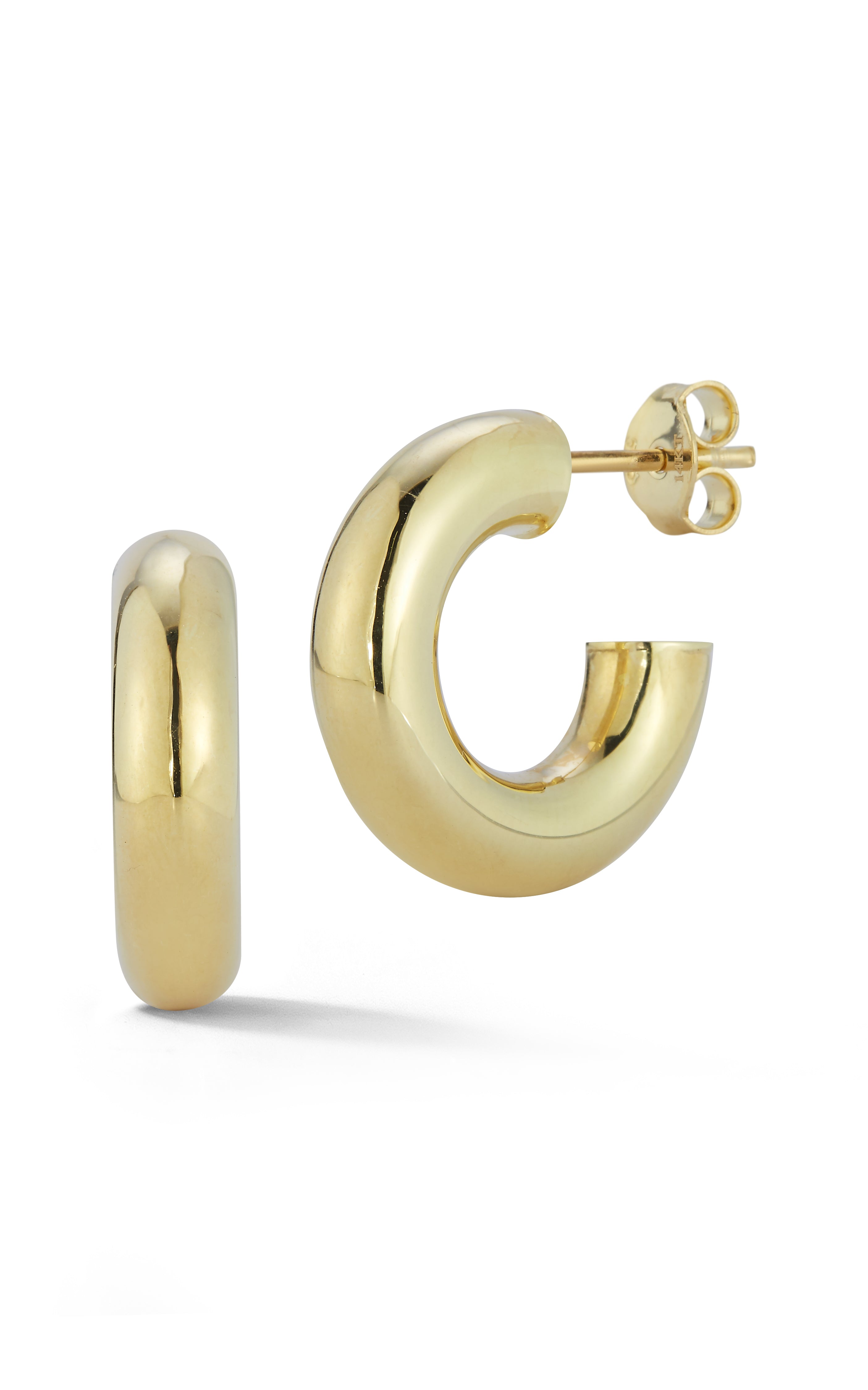 14K Italian Gold Tube Hoop Earrings