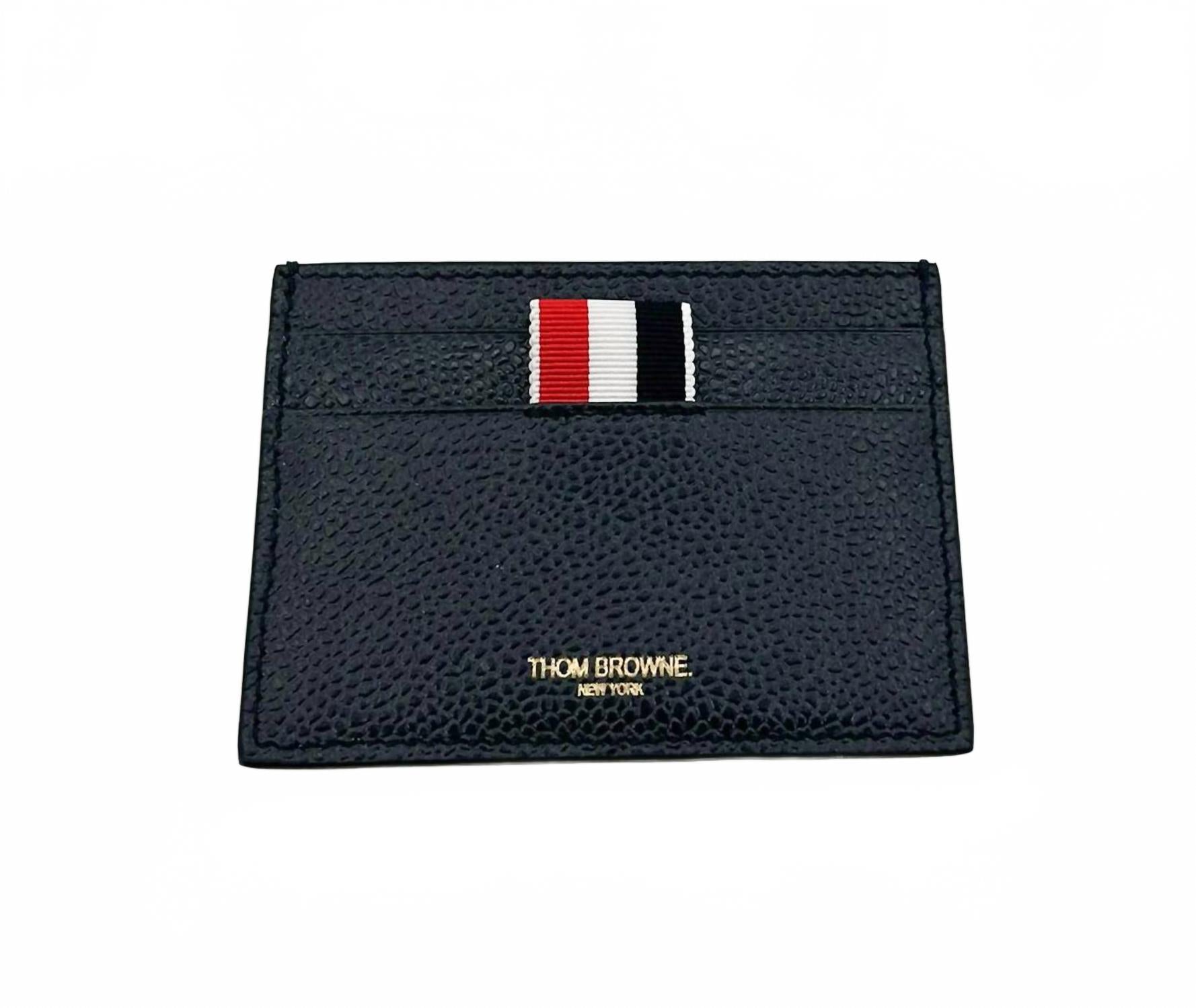 Men's Pebbled Leather Card Holder In Navy