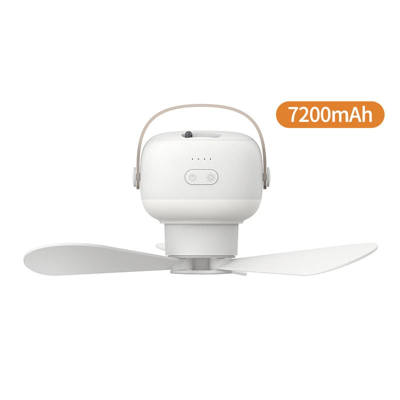 Portable Ceiling Fans 7200Mah Outdoor Camping Fan with Remote Control LED Lighting Tent Ventilator Cooler Rechargeable