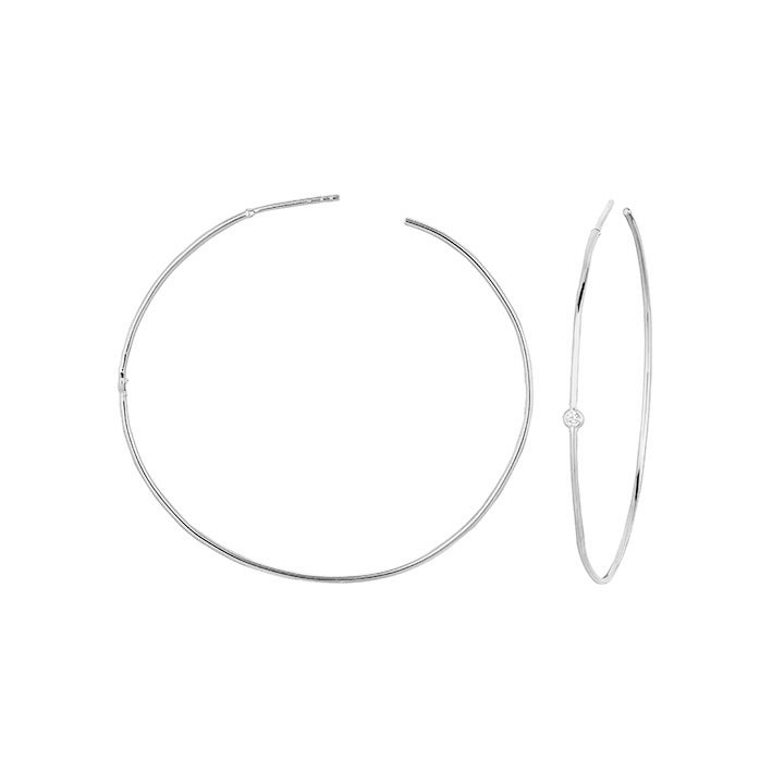 Single Diamond Hoop Earrings