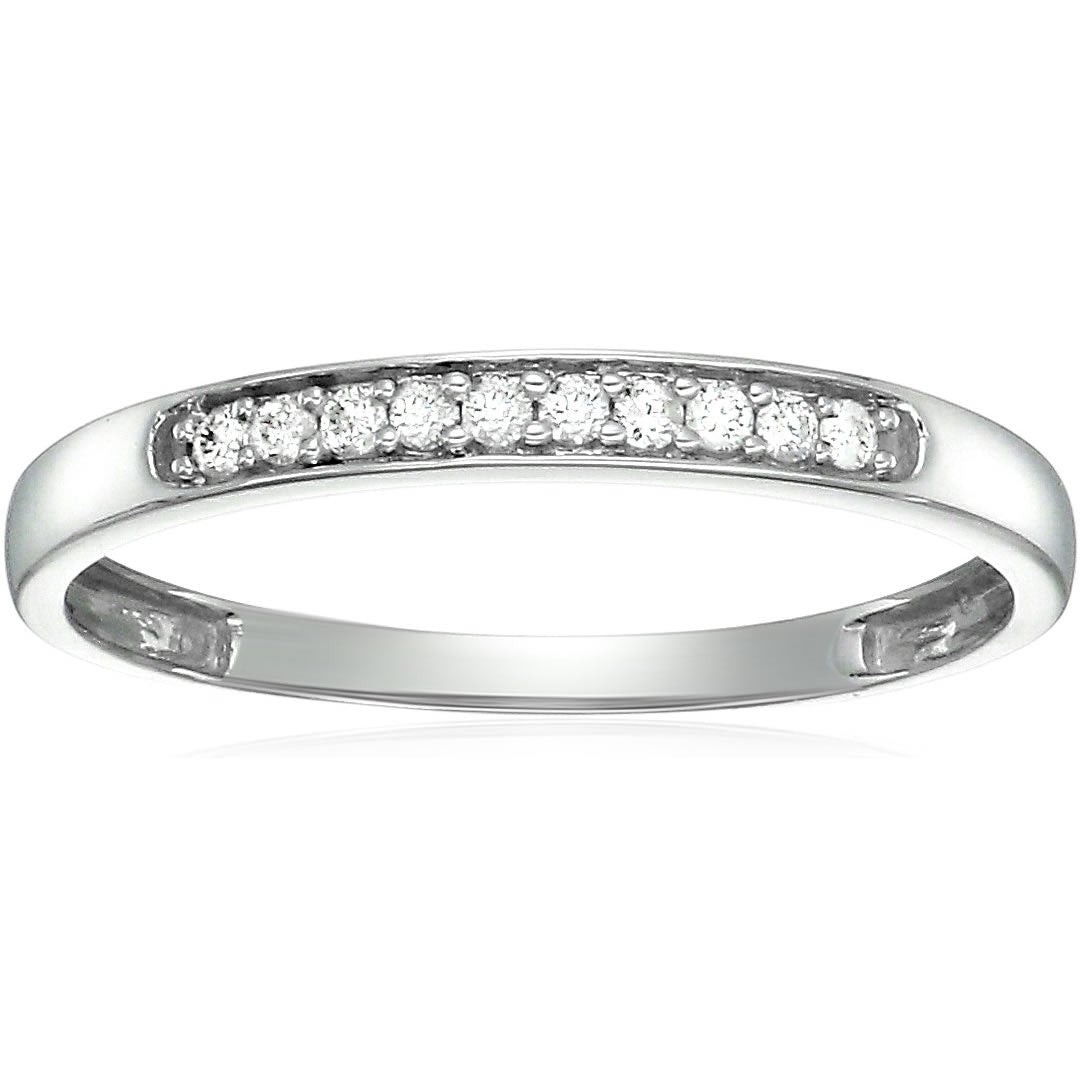 1/10 cttw Diamond Wedding Band 10K Gold 10 Stones Prong Set