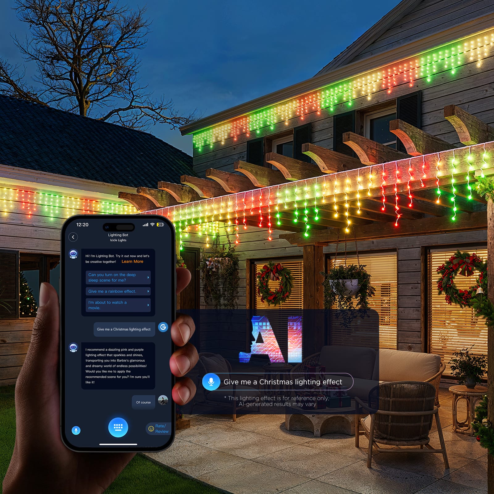 Govee - RGBIC 32.8ft Icicle Lights - Multi
