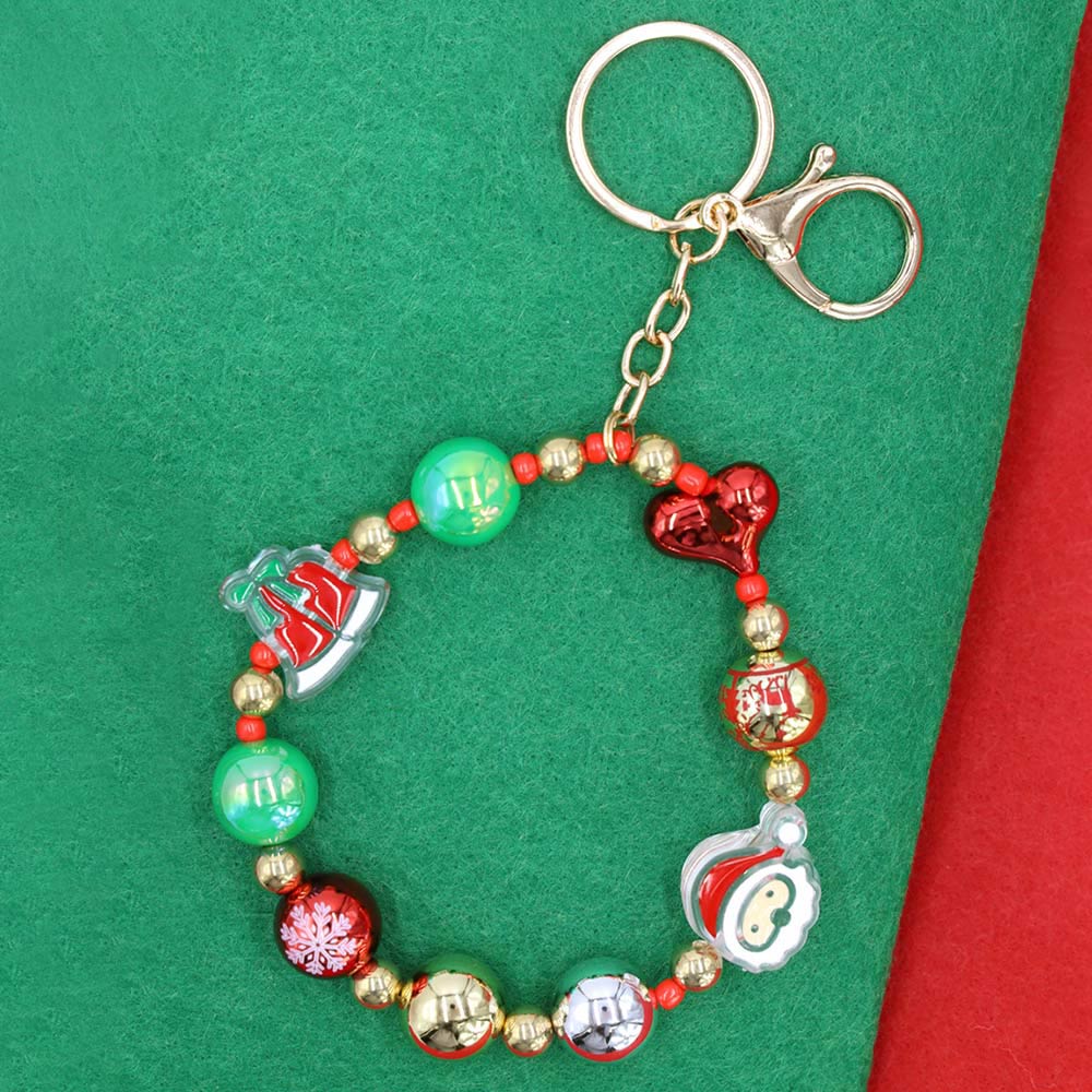 Christmas Charm Beaded Stretchable Keychain Multi