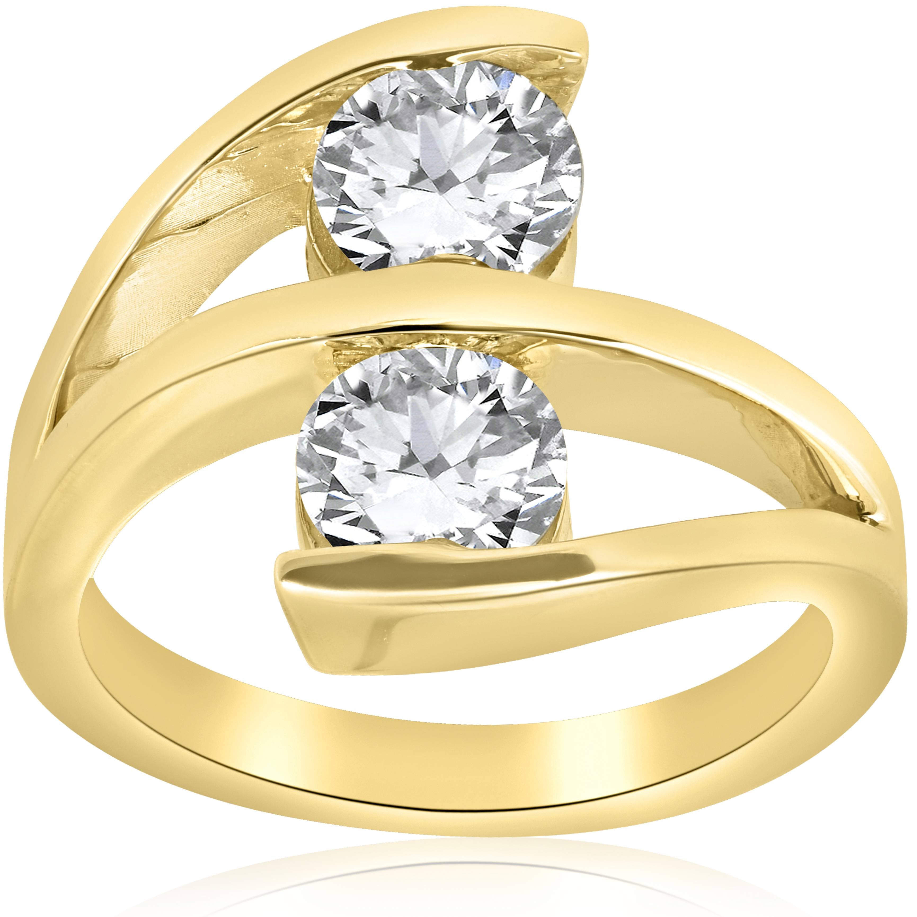2 ct Diamond Enhanced Two Stone Forever Us Engagement Ring 14k Yellow Gold