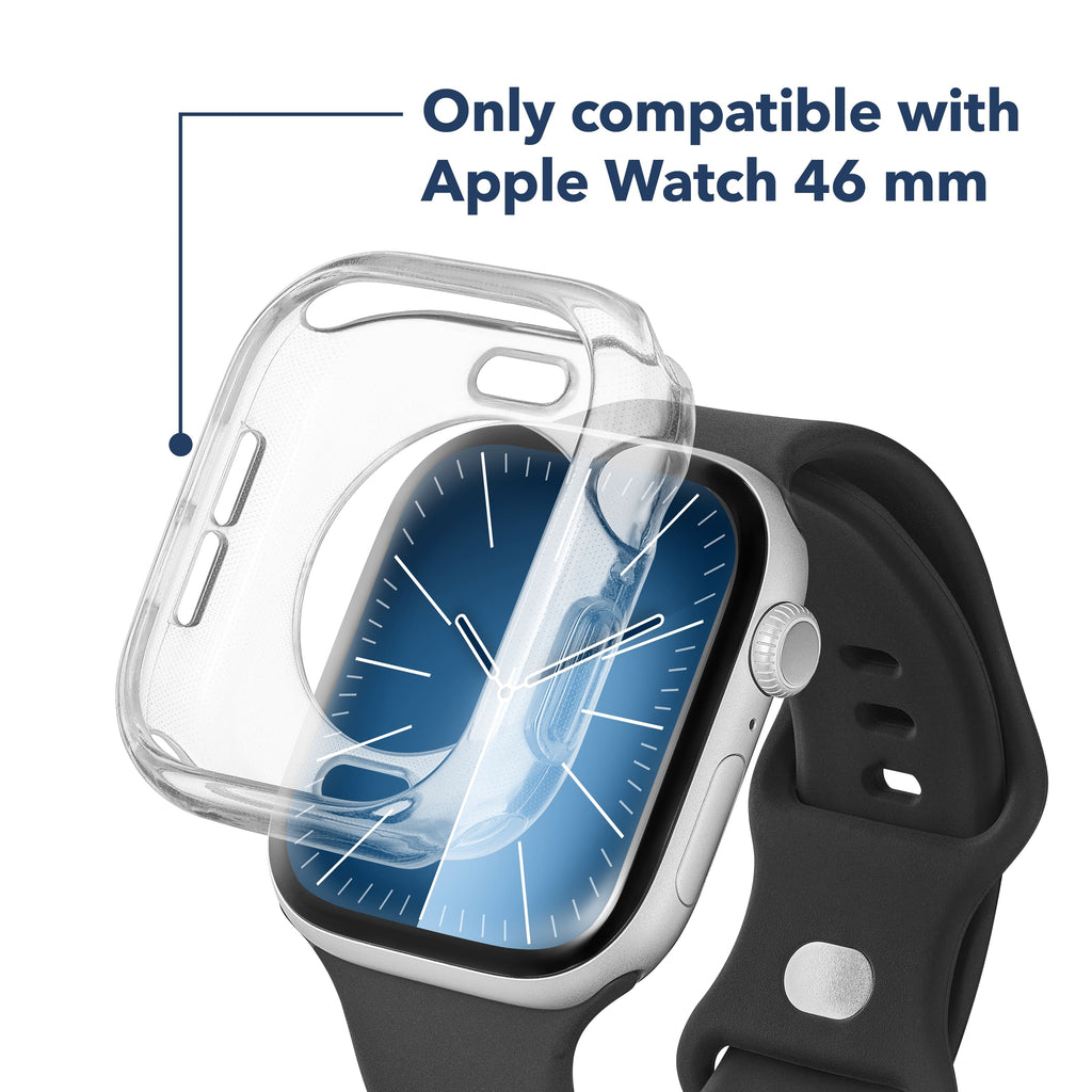 Insignia™ - Bumper Cases for Apple Watch 46mm (2-Pack) - Black/Clear