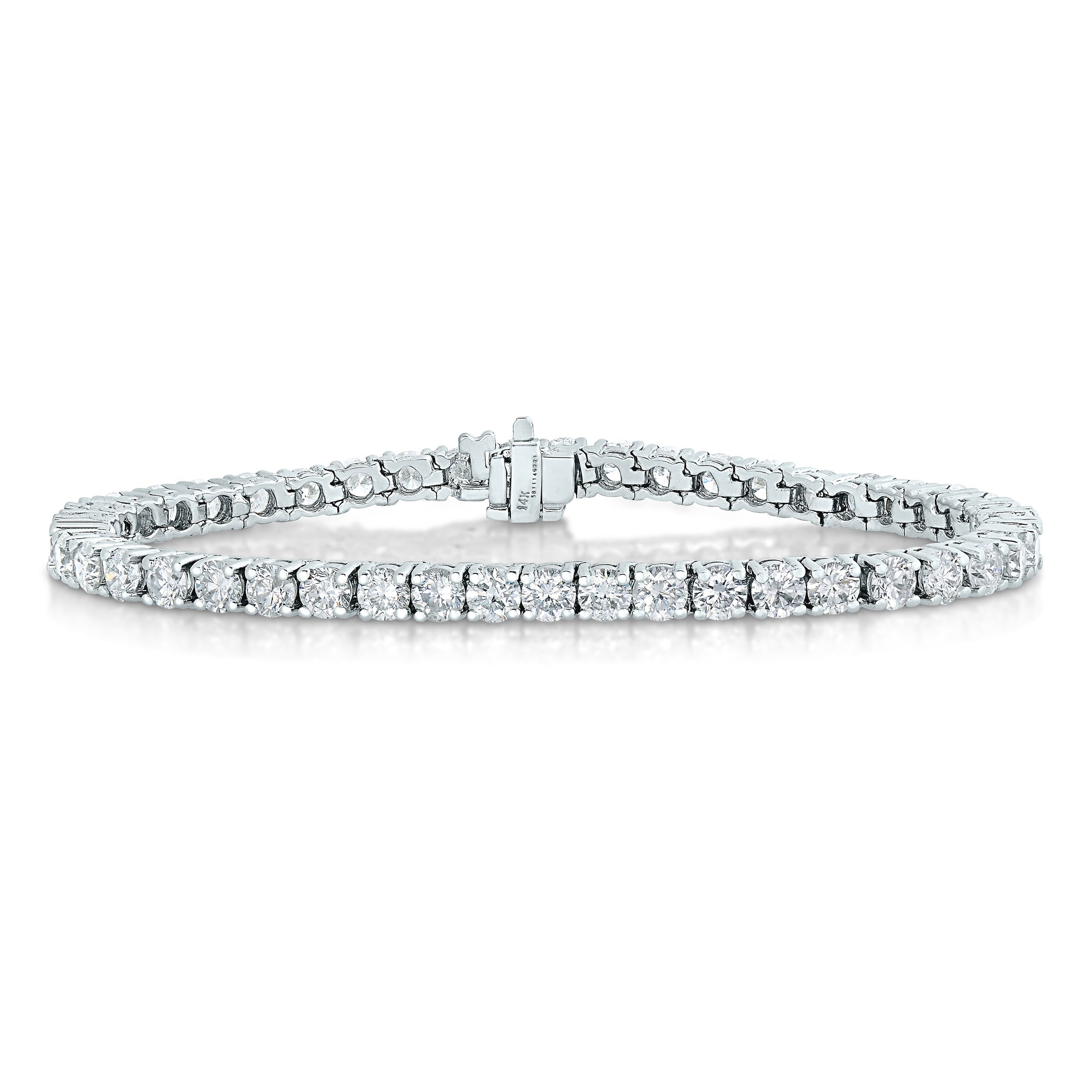 6 cttw I1-I2 Clarity Diamond Bracelet 14K White Gold Classic Round Prong 7 Inch
