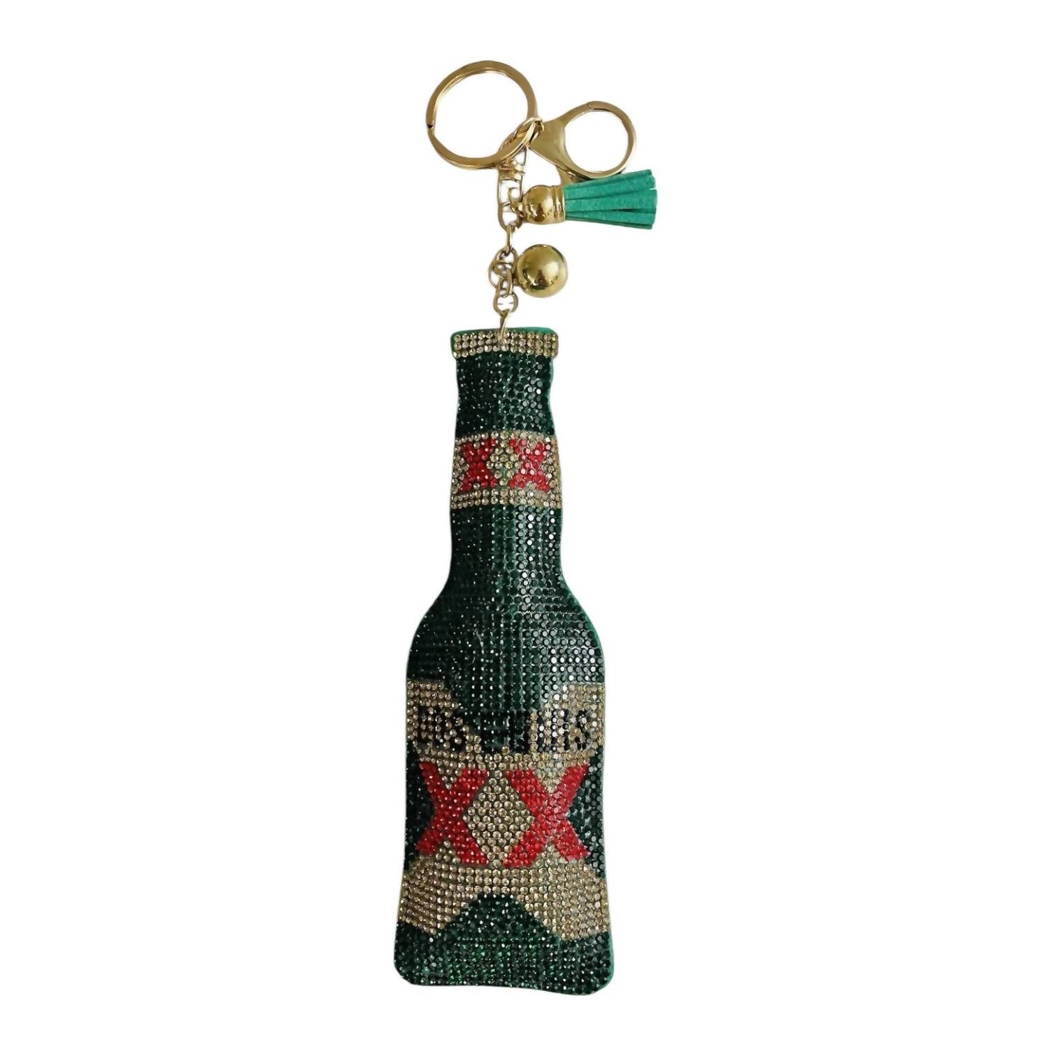 Women's Dos Equis Bottle Rhinestone Keychain In Green