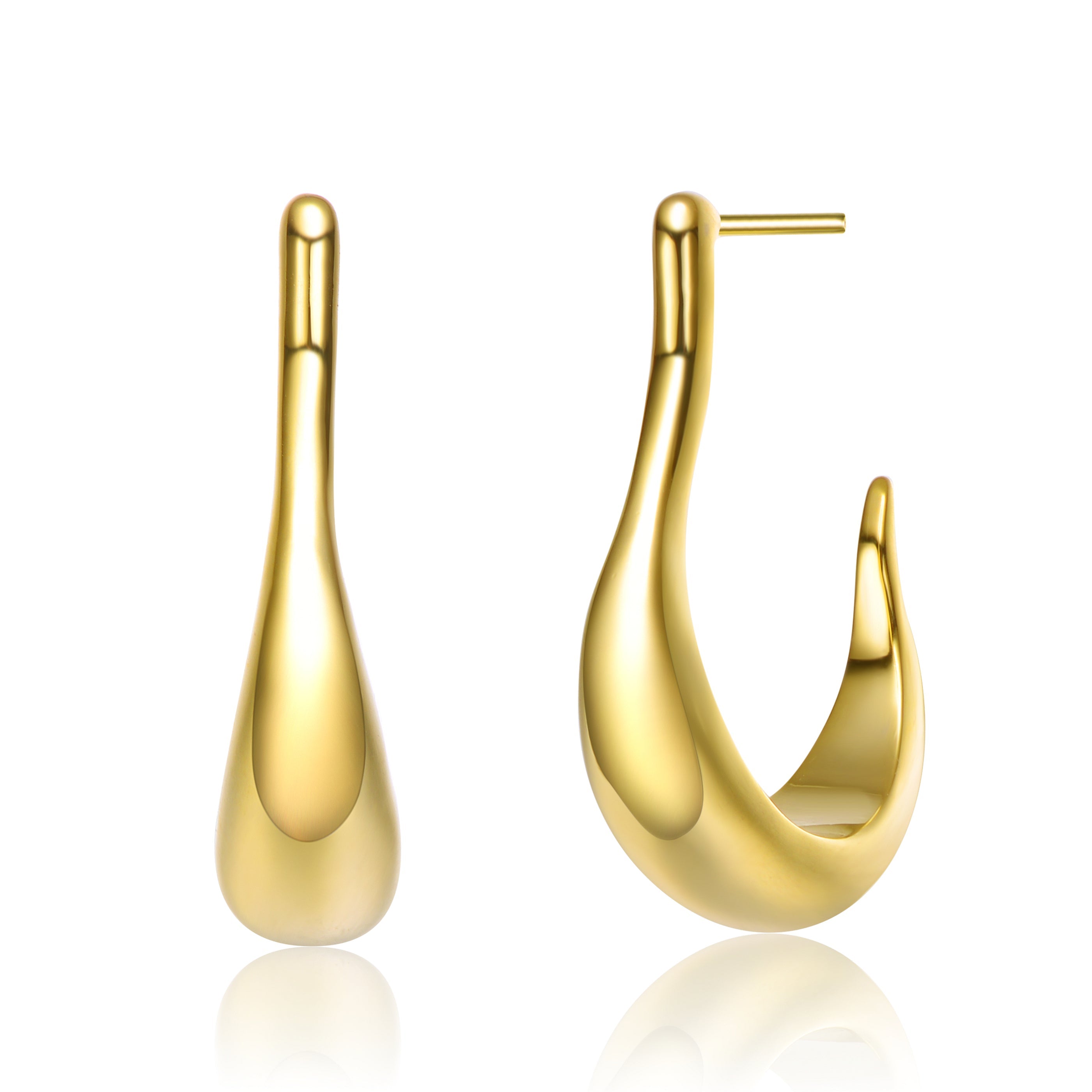 Rachel Glauber 14k Gold Plated Assymetrical Open Hoop