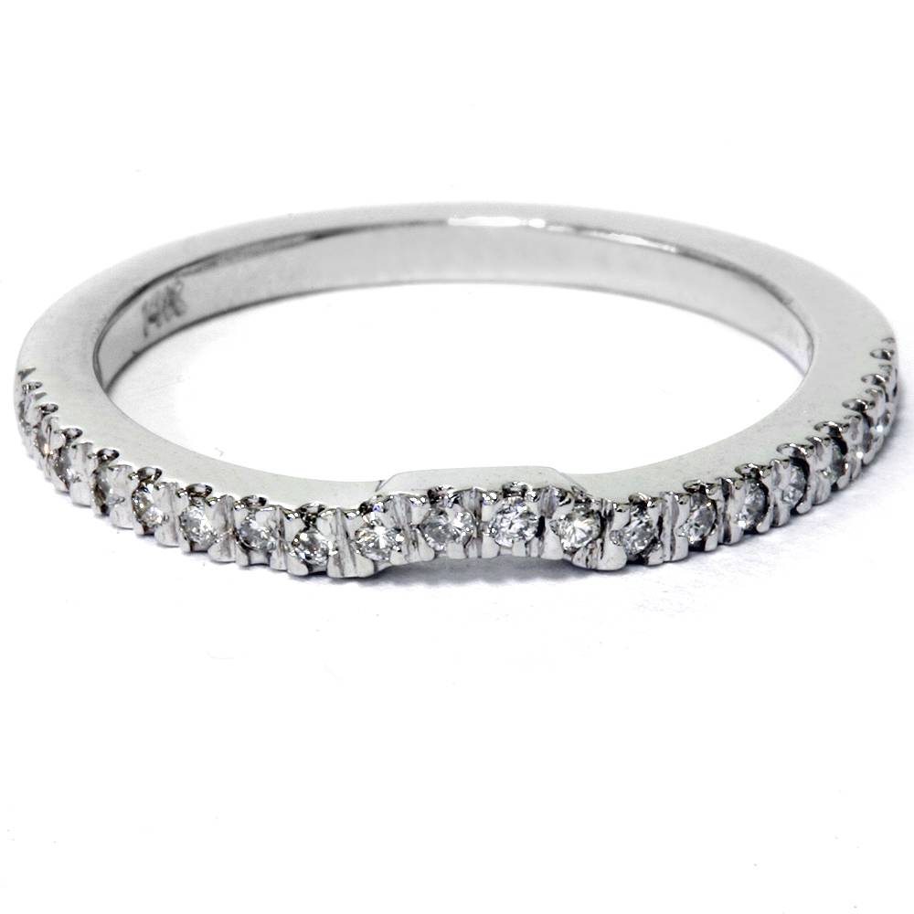 1/5ct Curved Diamond Wedding Band 14K White Gold