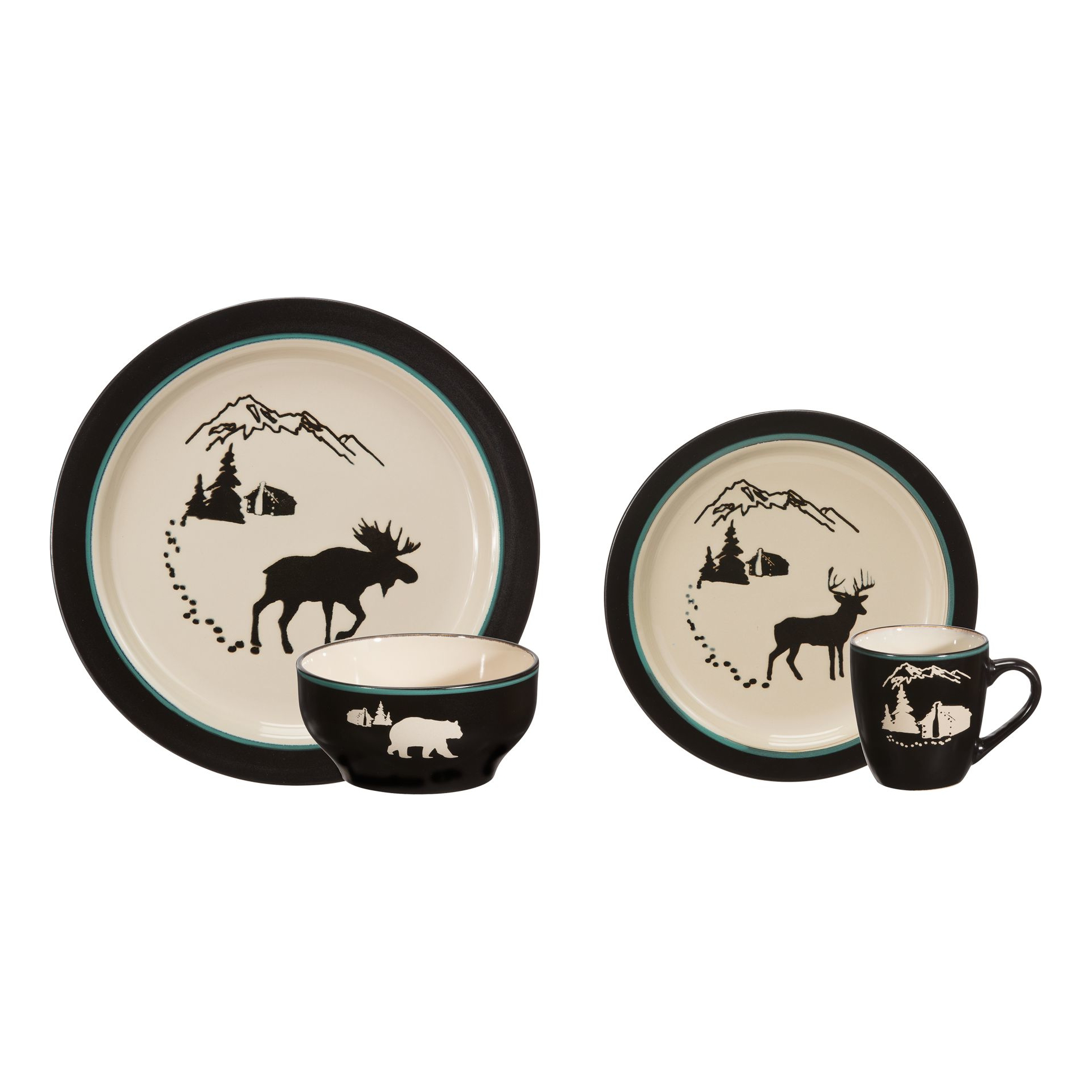 White River Home Timberline Cabin 16-Piece Dinnerware Set