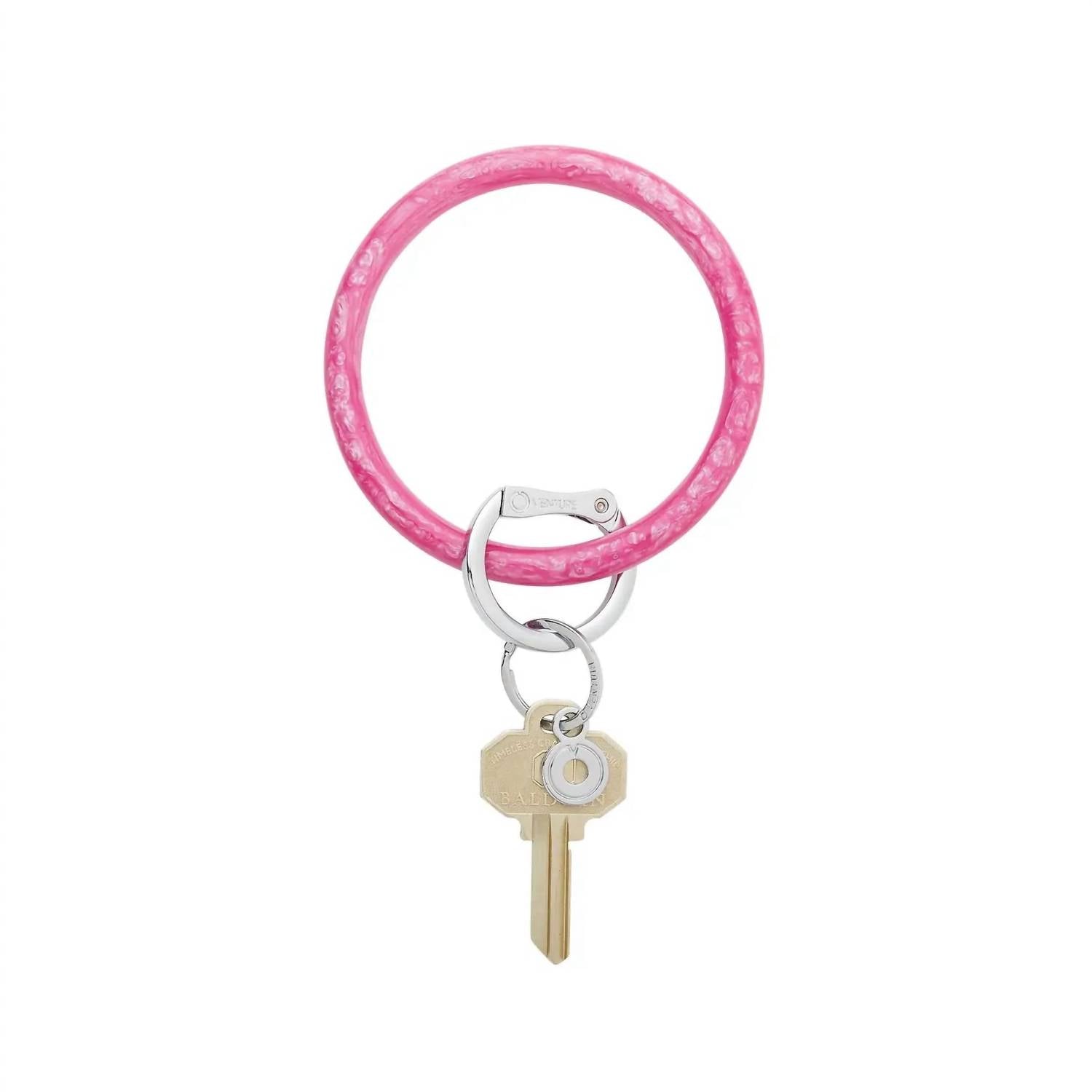 Resin Big O Key Ring In Pink Topaz