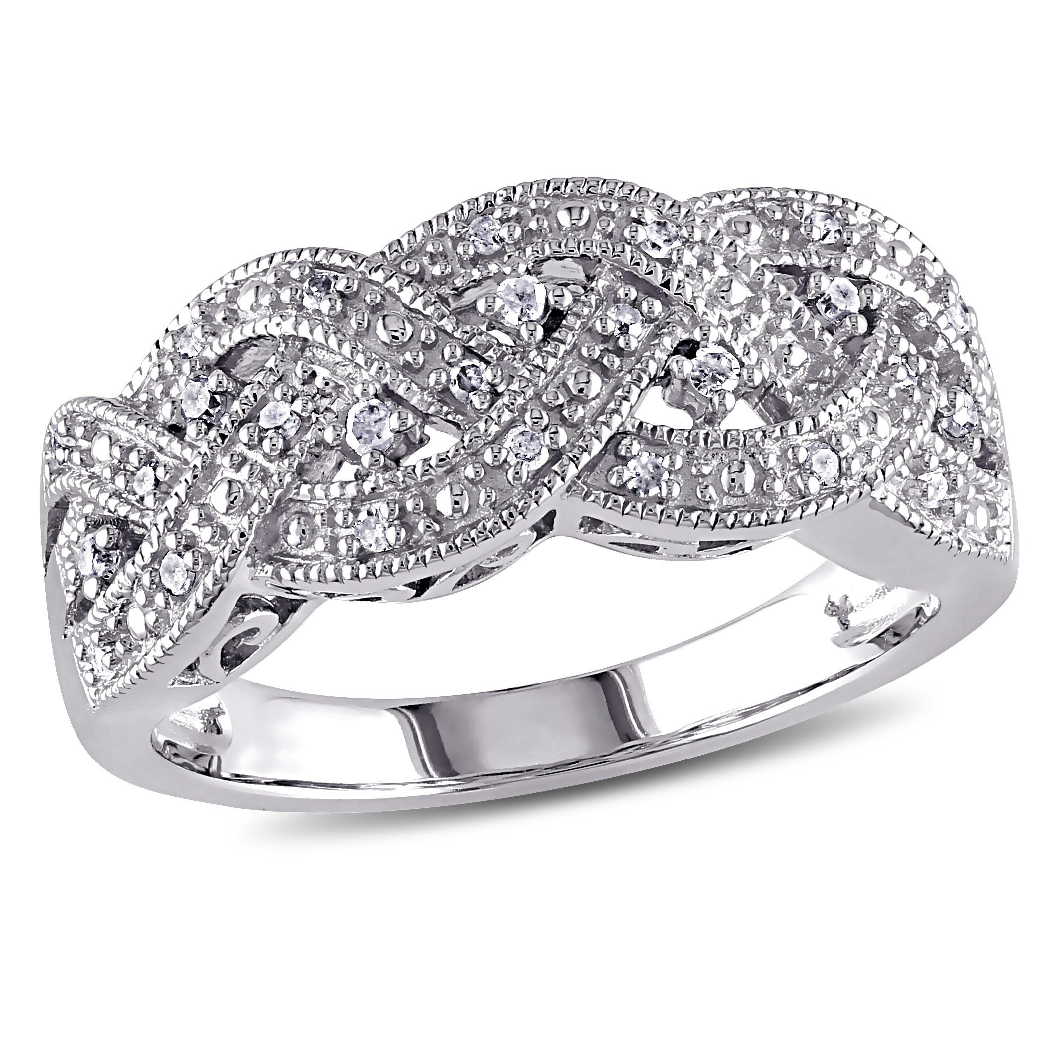 1/8 CT TW Braided Diamond Ring  in Sterling Silver