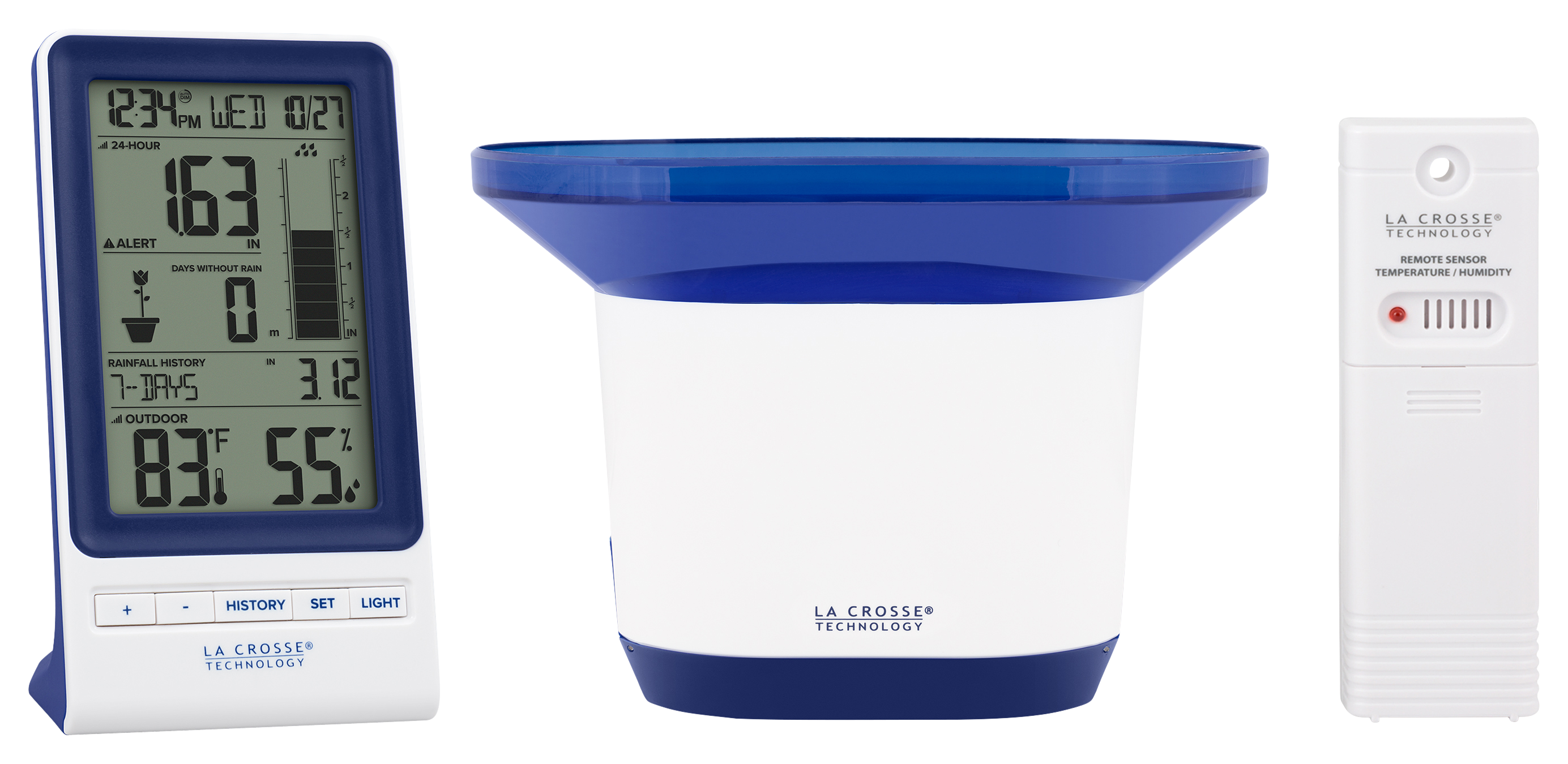 La Crosse Technology 724-1415BL Wireless Rain Station with Temperature and Humidity