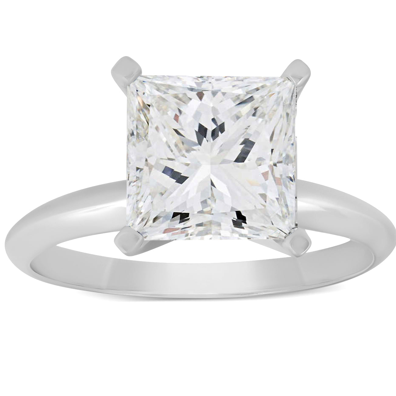 3 Ct Princess Cut Diamond Solitaire Engagement Ring 14k White Gold