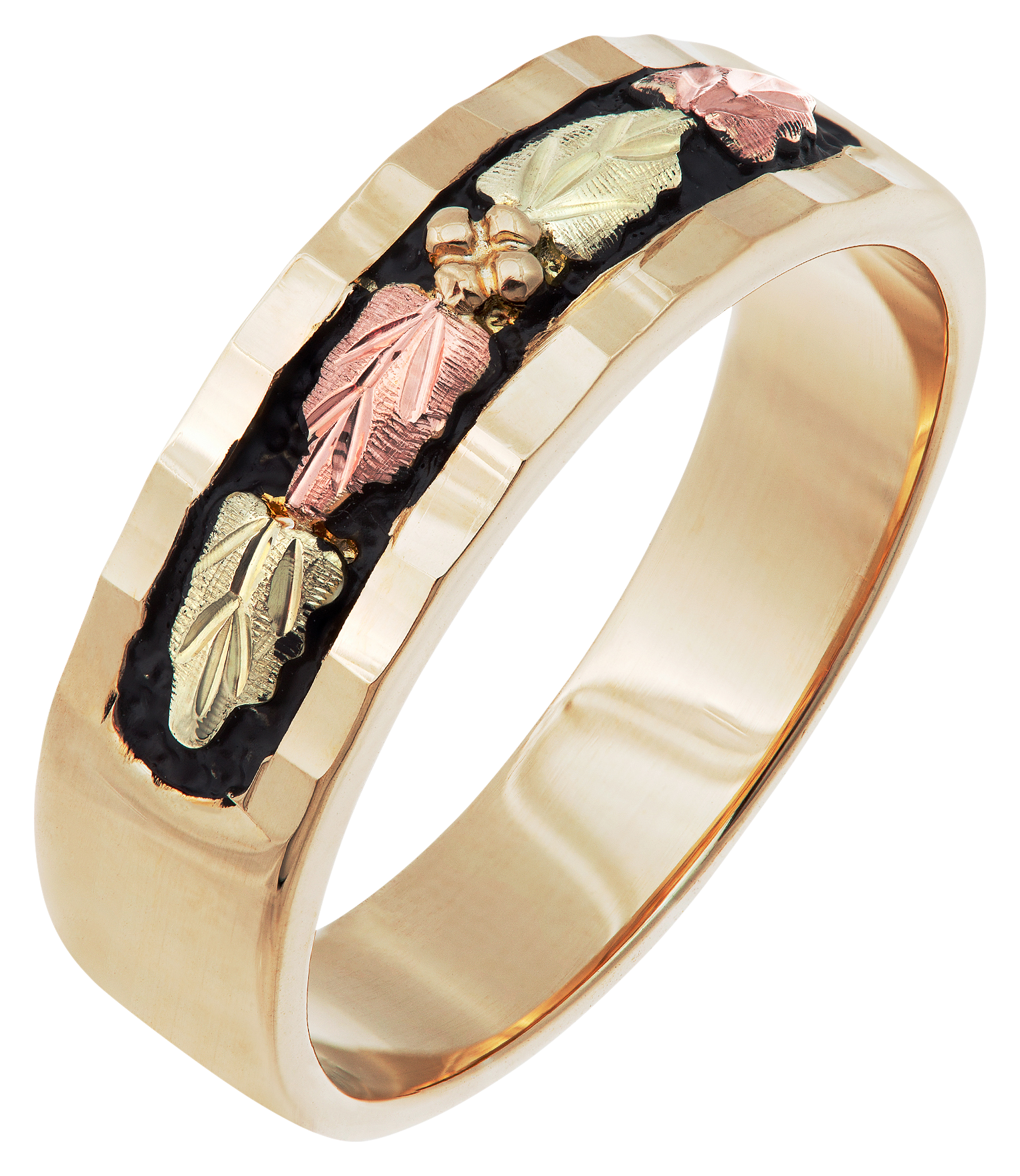 Landstrom's Black Hills Gold Wedding Band Ring with Antiquing for Ladies