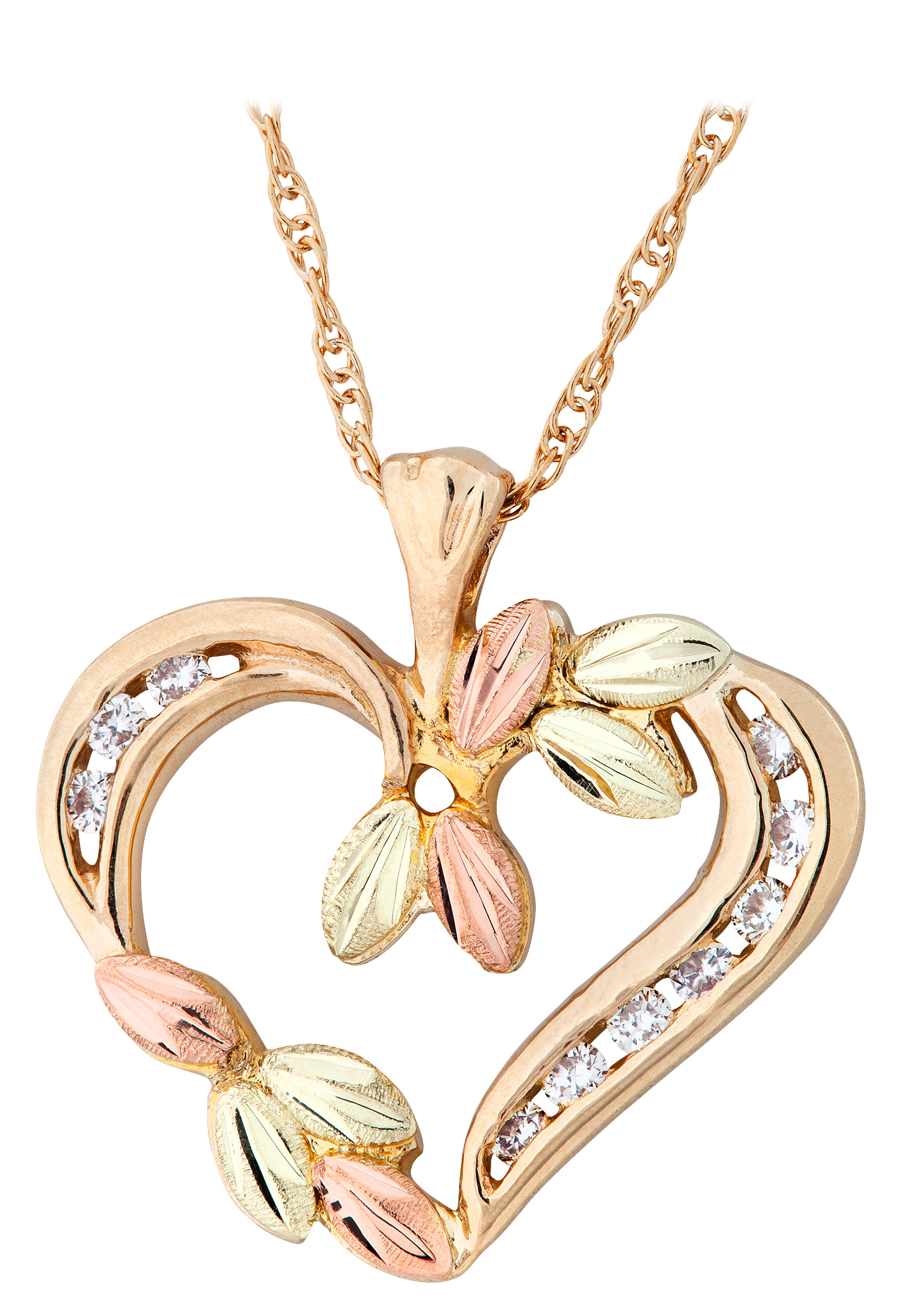 Landstrom's 10K Black Hills Gold Diamond Heart Necklace