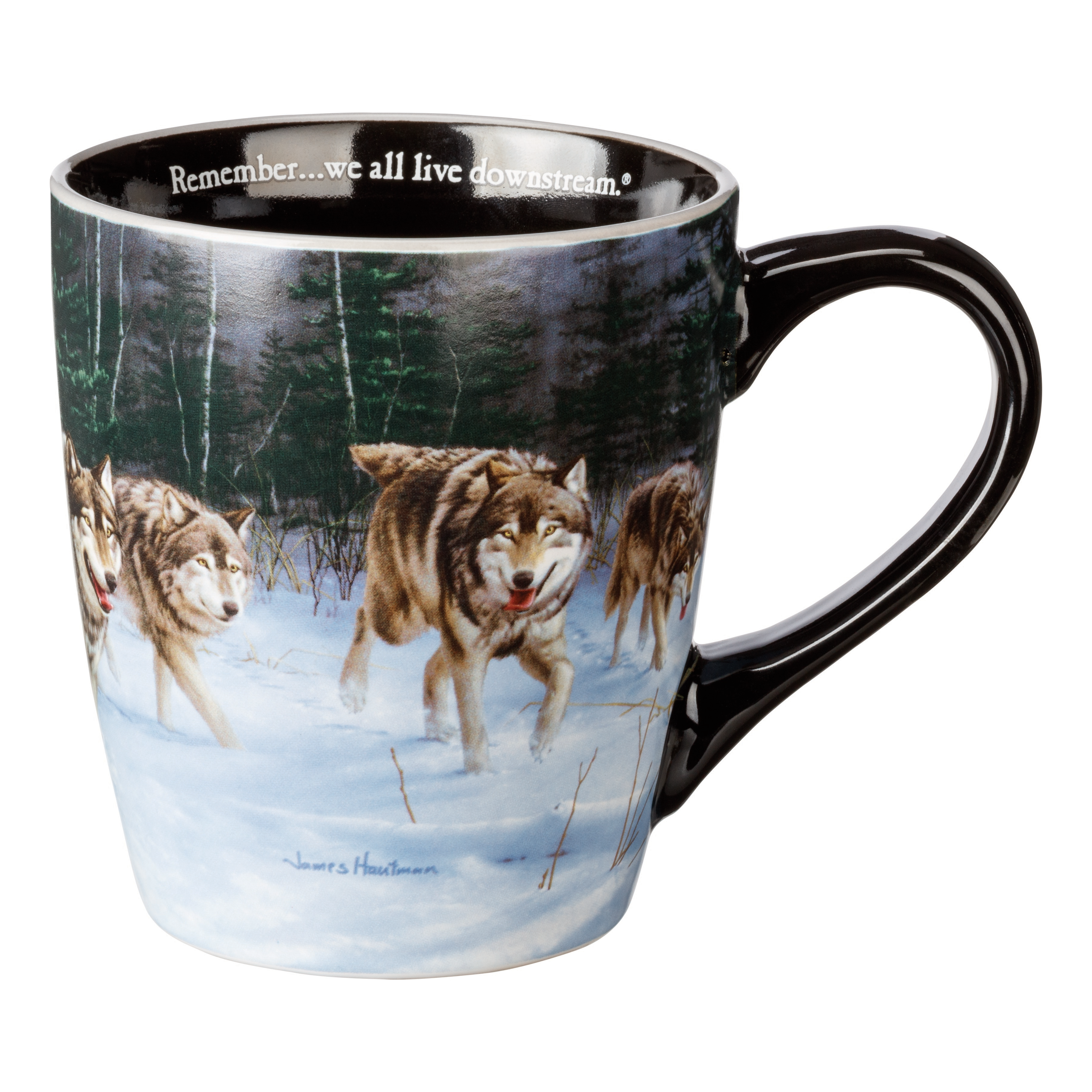 Bass Pro Shops Wolves Panoramic We All Live Downstream Mug