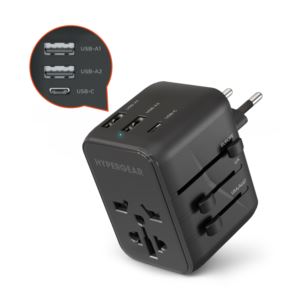 HYPERCEL 15822 HyperGear WorldCharge Universal Travel Adapter with USB-C Blk