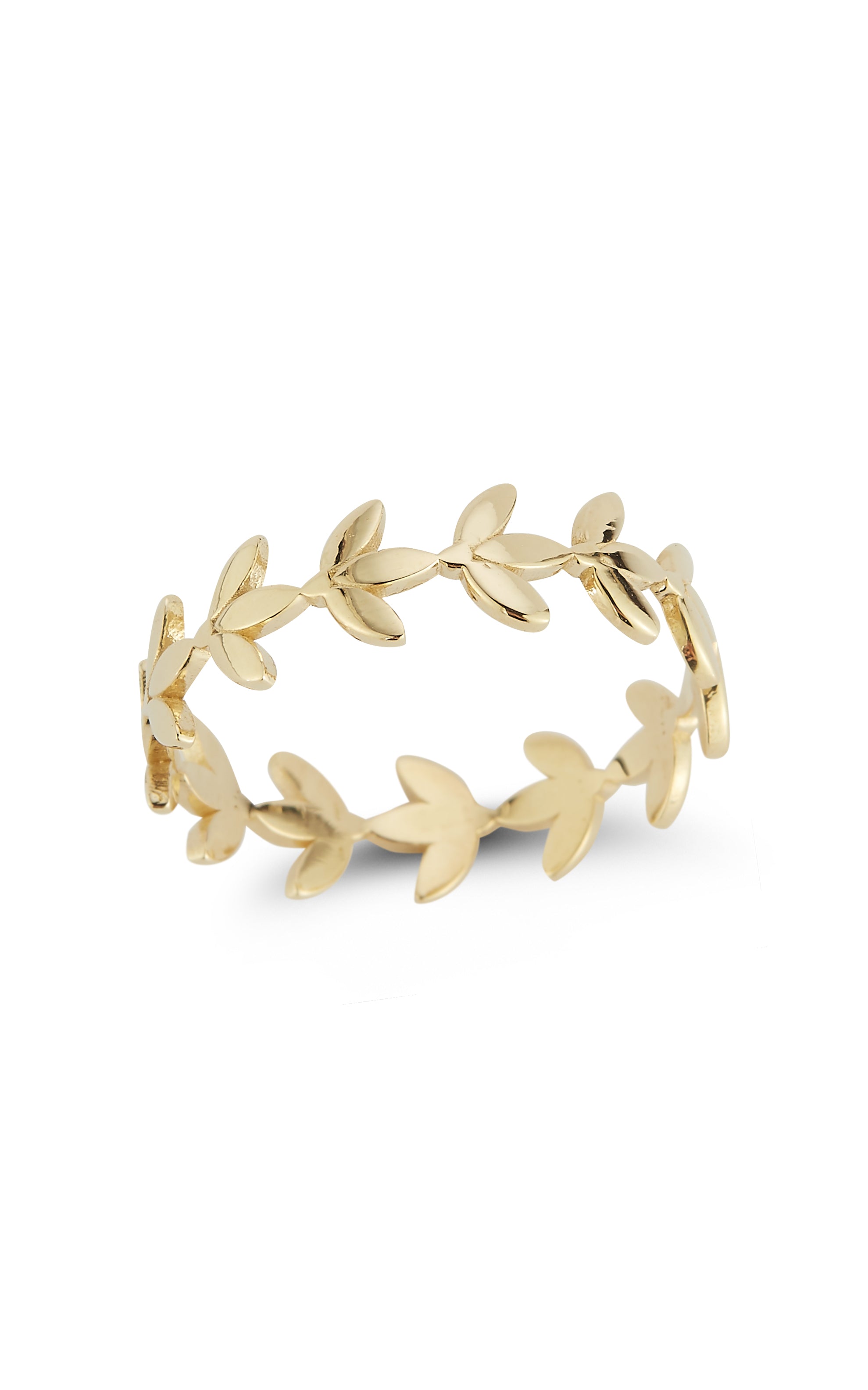14K Gold Leaf Band Ring