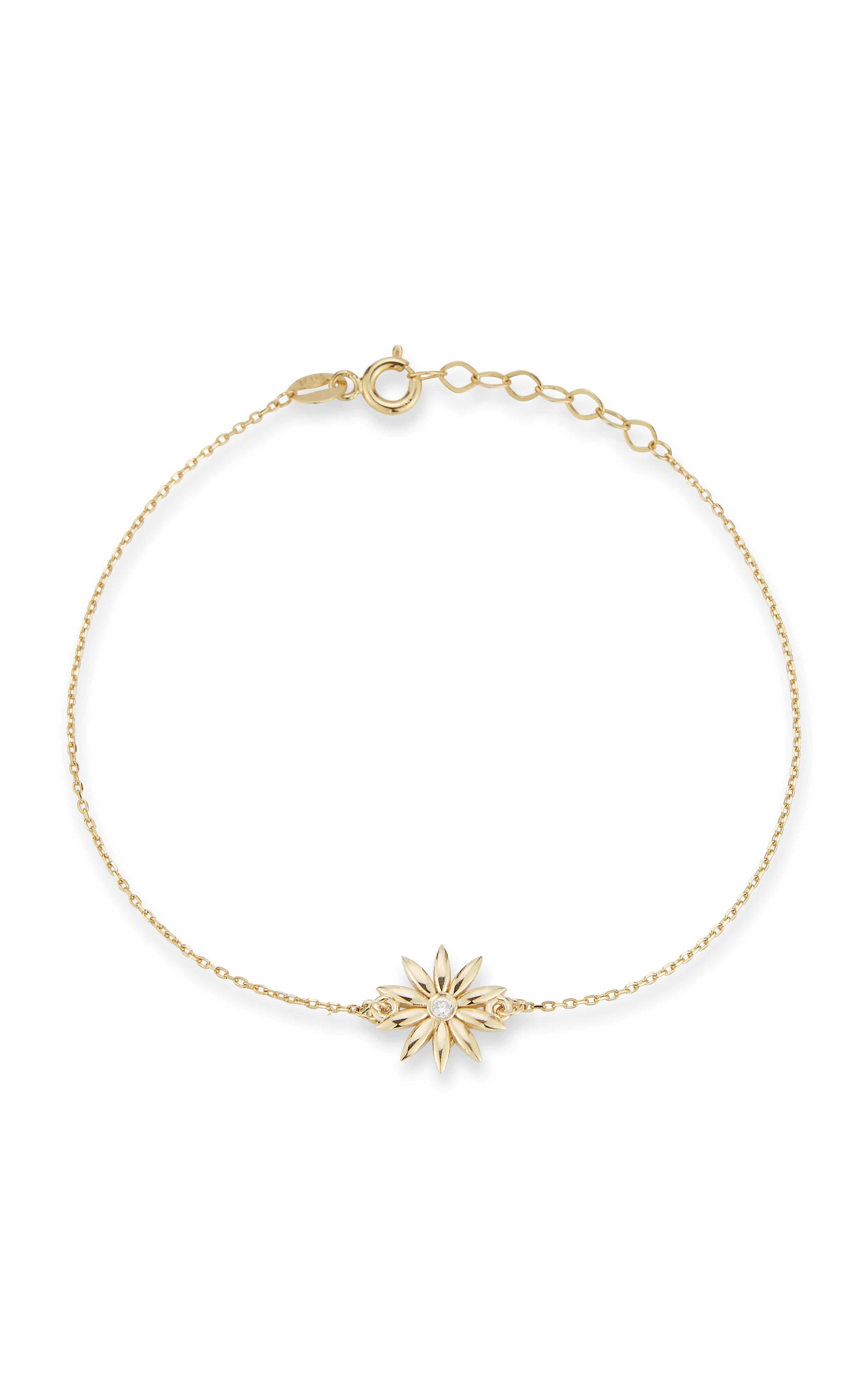 14K Gold & Diamond Daisy Bracelet