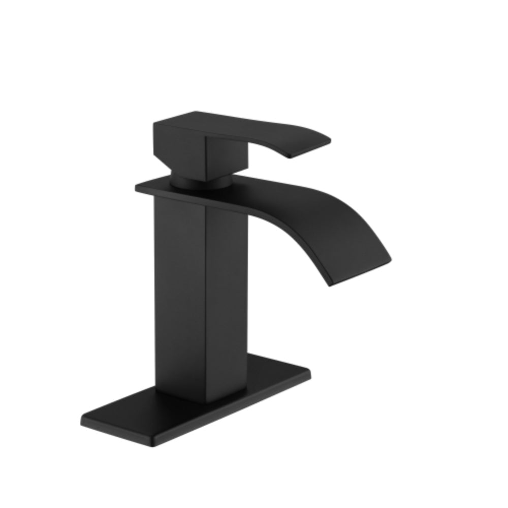 Hivvago Modern Waterfall Spout Single Handle Bathroom Vanity Sink Faucet - Black