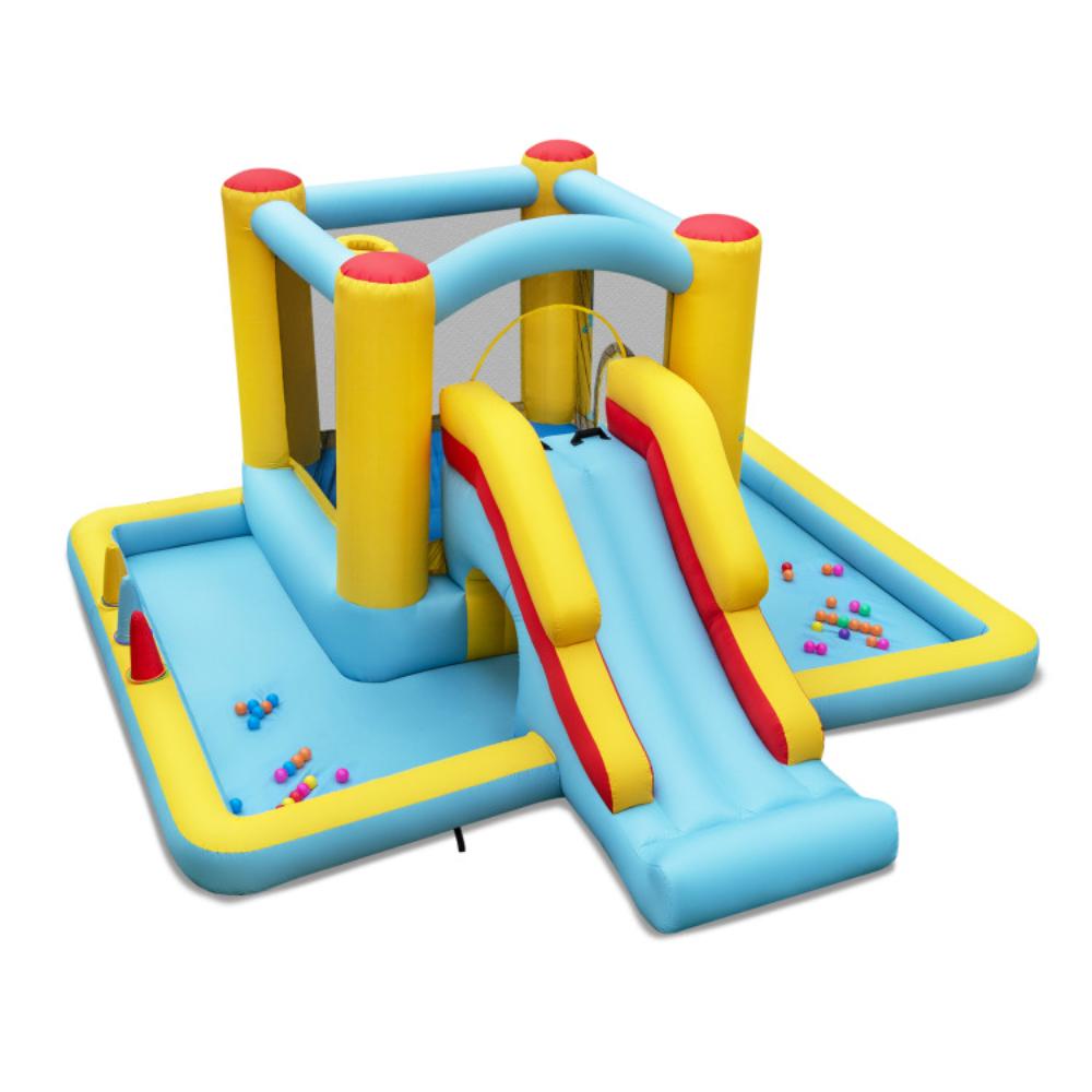 Hivvago Inflatable Bounce House 7-in-1 Bouncy Castle with Slide and Tunnel without Blower
