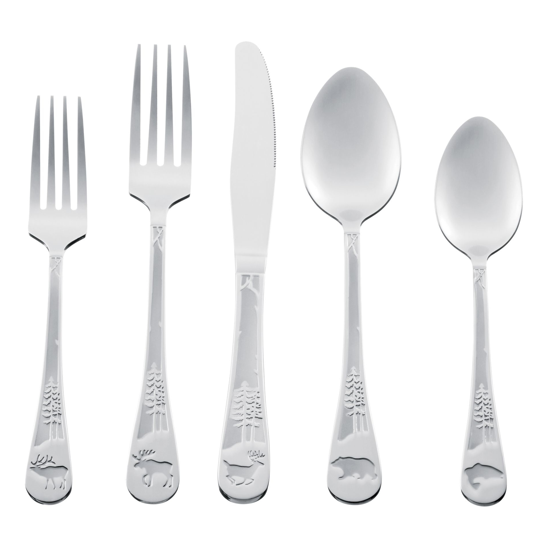 White River Home Wildlife Animal Pattern 20-Piece Flatware Set