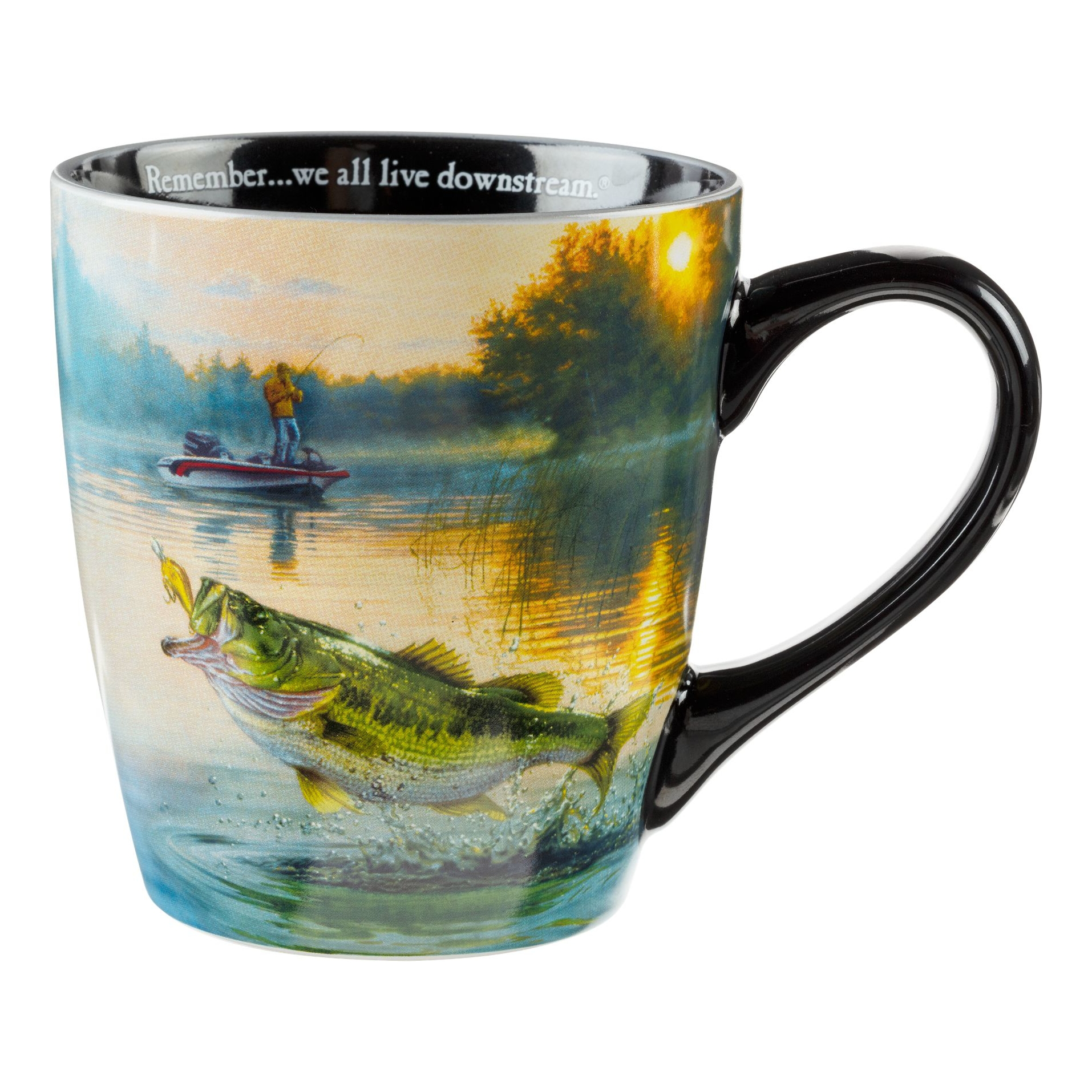 Bass Pro Shops Bass Panoramic We All Live Downstream Mug