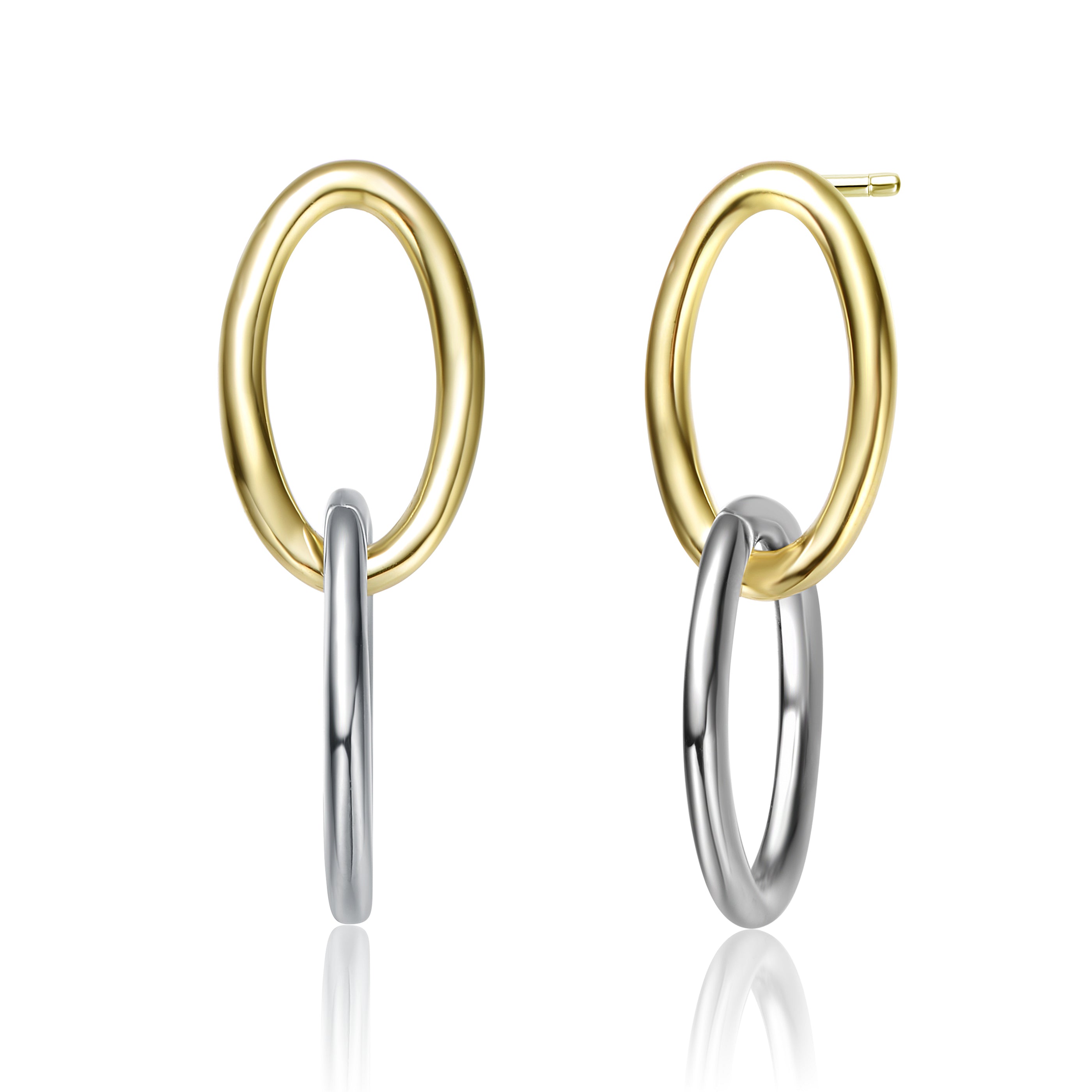 Rachel Glauber 14k Gold Plated Two Tone Oval Drop Earrings