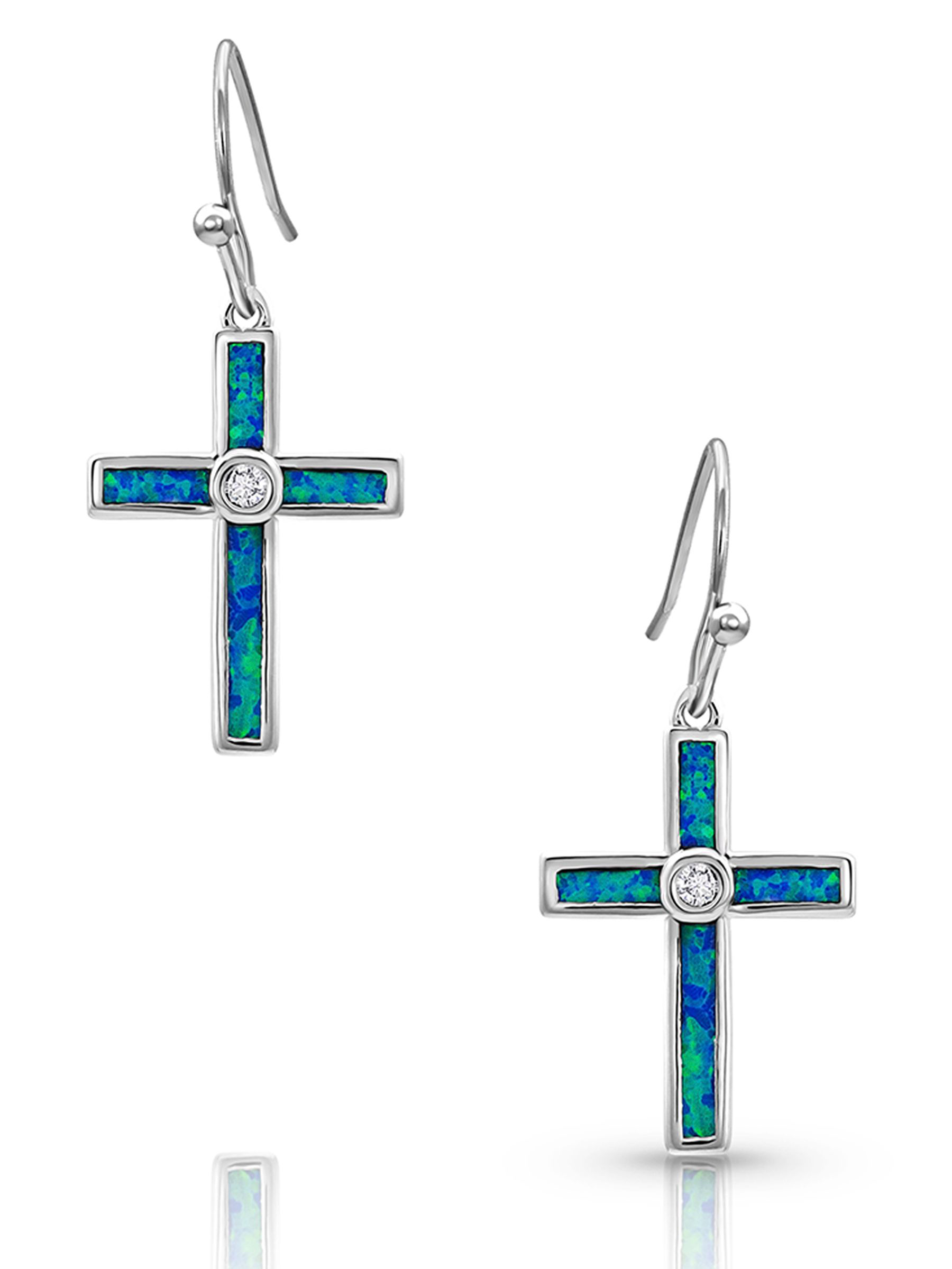Montana Silversmiths River of Lights Opal Cross Earrings