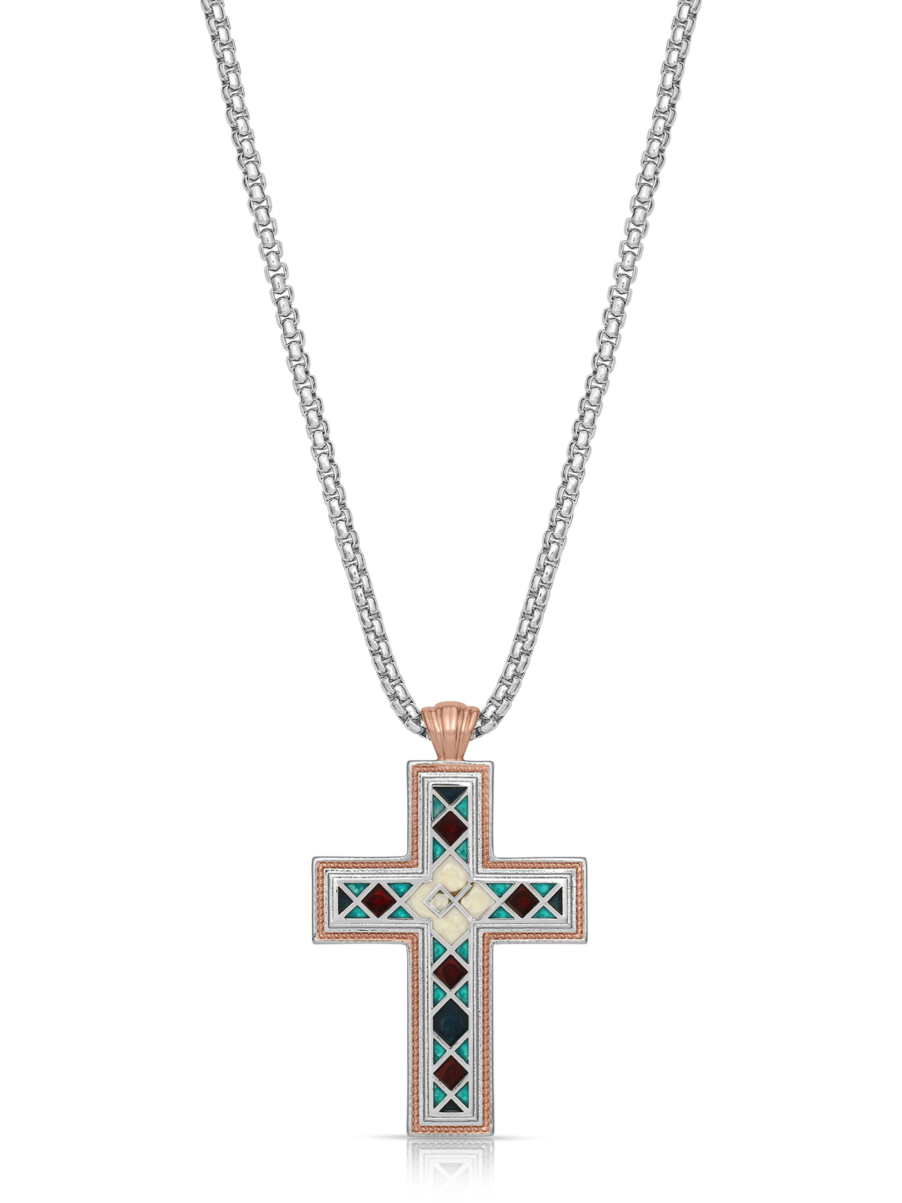 Montana Silversmiths American Legends Mosaic Cross Necklace for Men