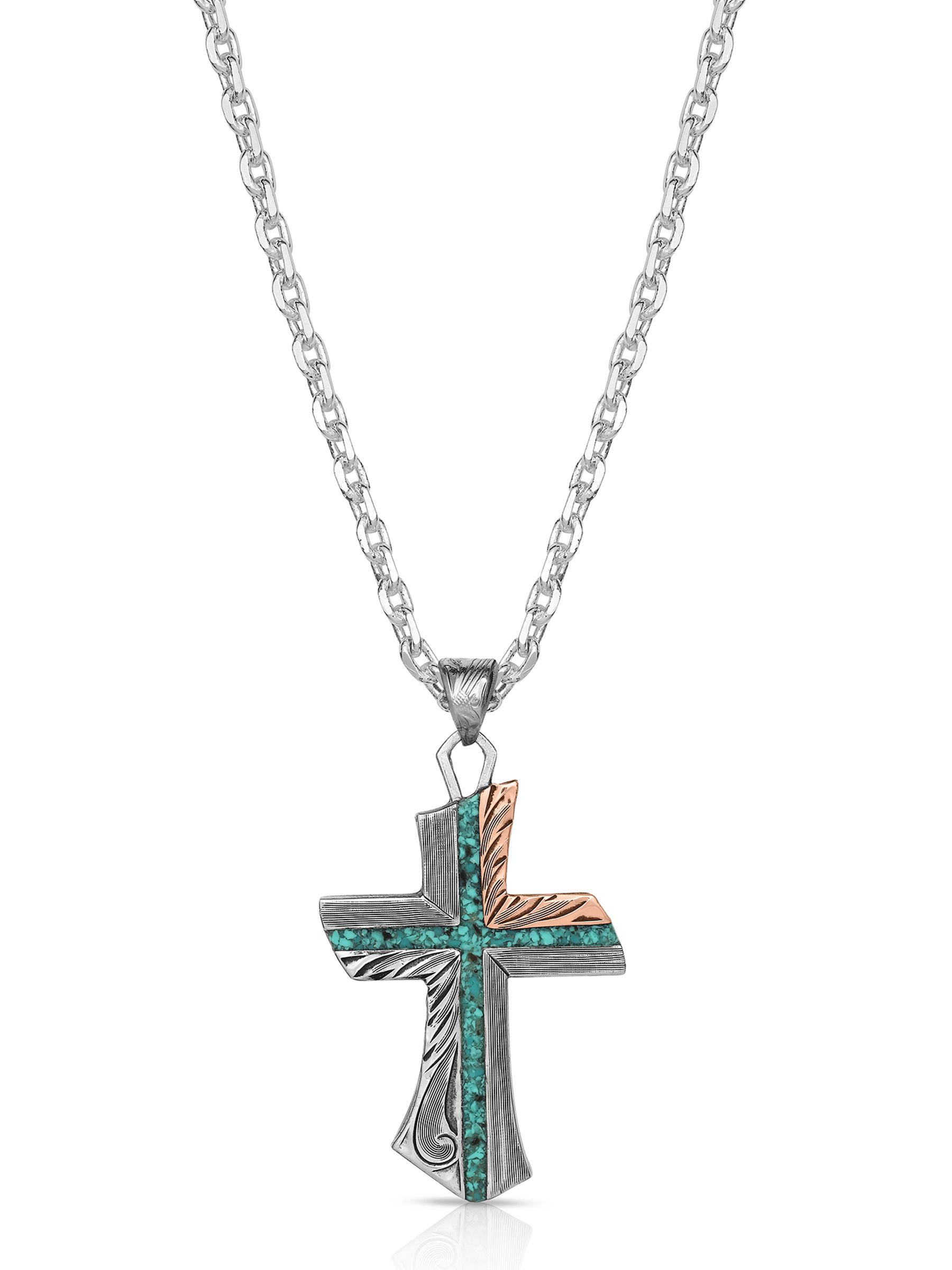 Montana Silversmiths Inner Light Turquoise Cross Necklace