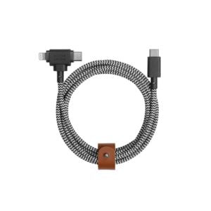 Native Union BELT-CCL-ZEB-NP Belt Cable Duo USB-C to Lightning & USB-C Zebra